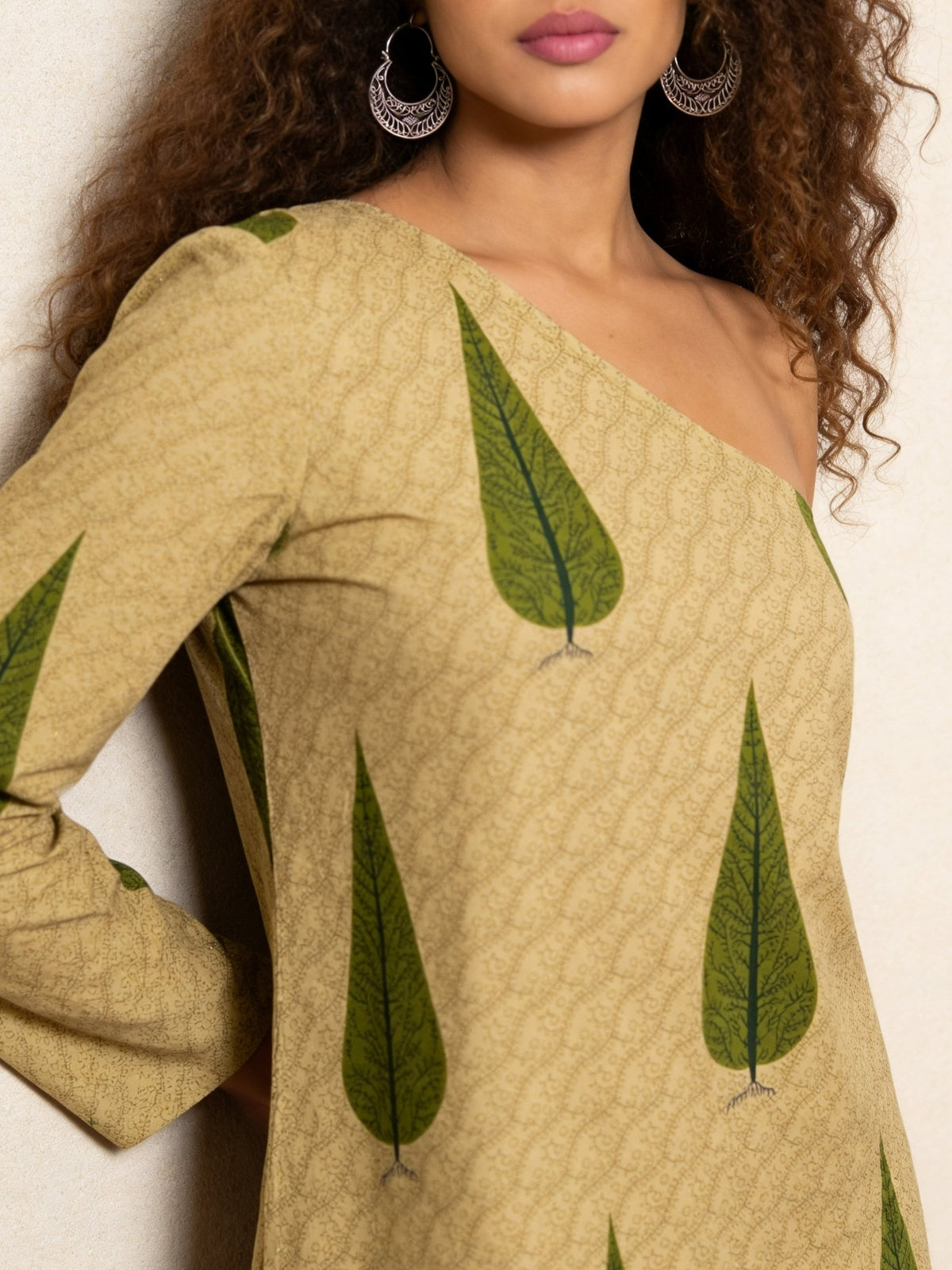 Beige Cotton Printed Straight Tunic