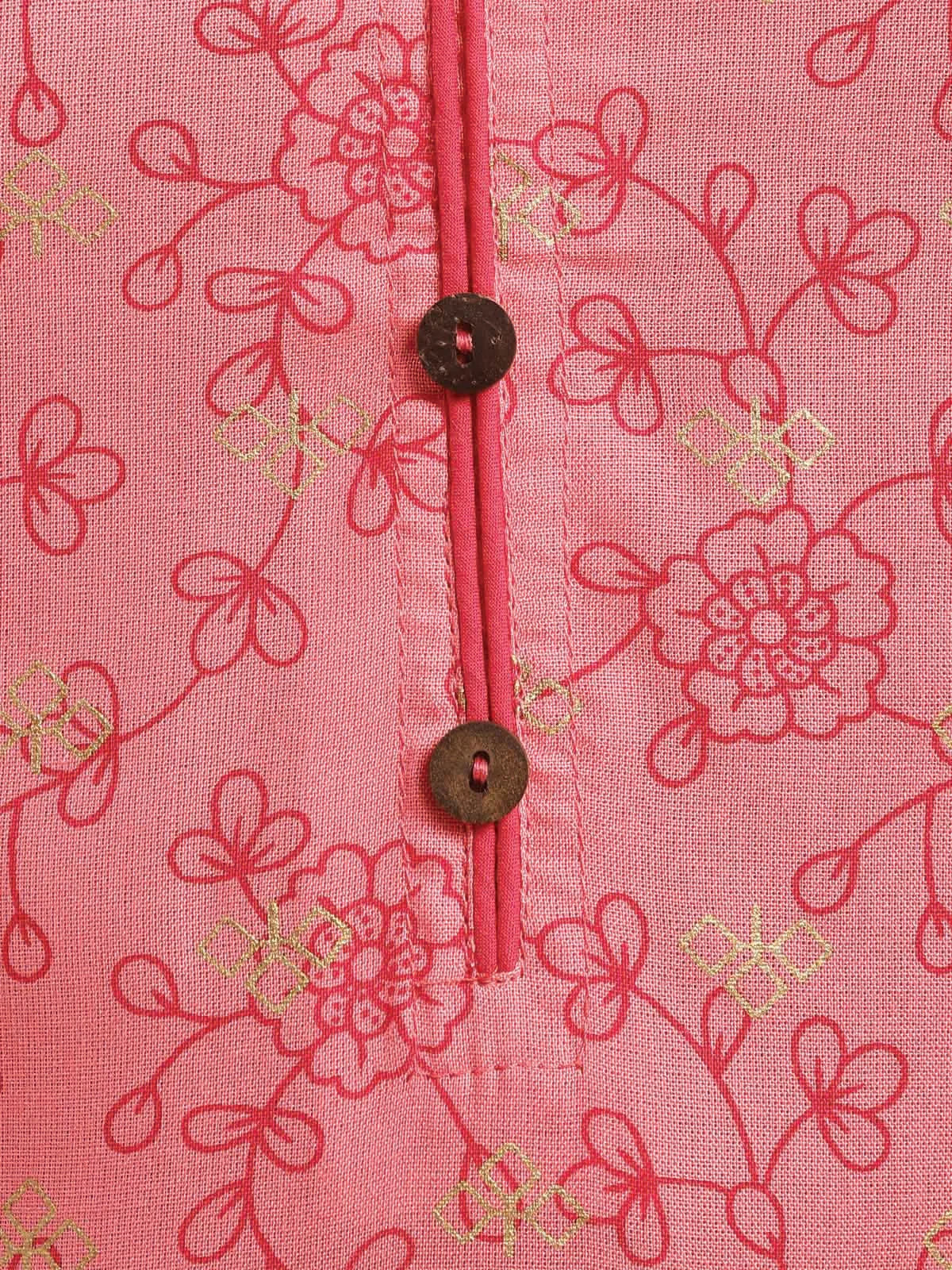 Buy Rayon Floral Printed Knee Length Straight Kurta-Pink
