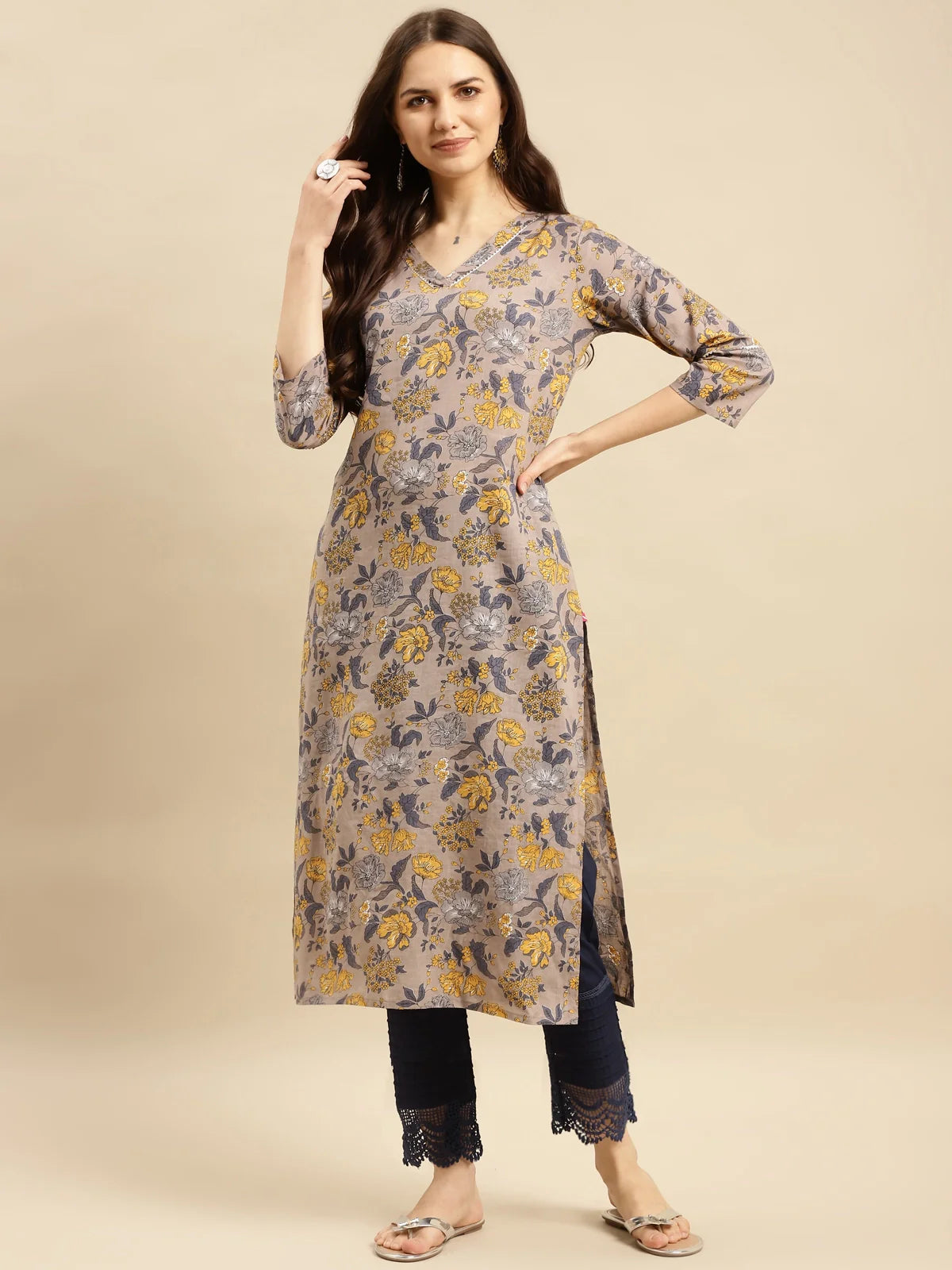 Navy Blue & Off White