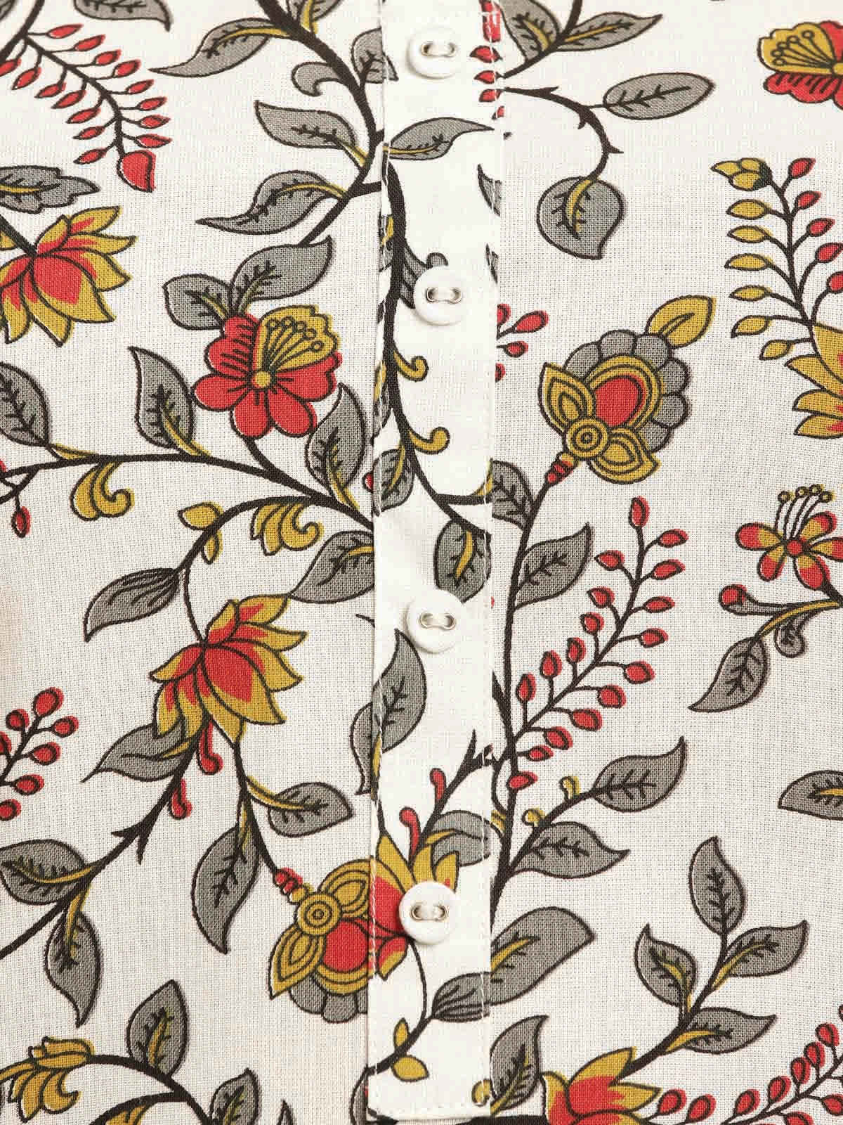 Buy Rayon Floral Printed Calf Length Straight Kurta-White