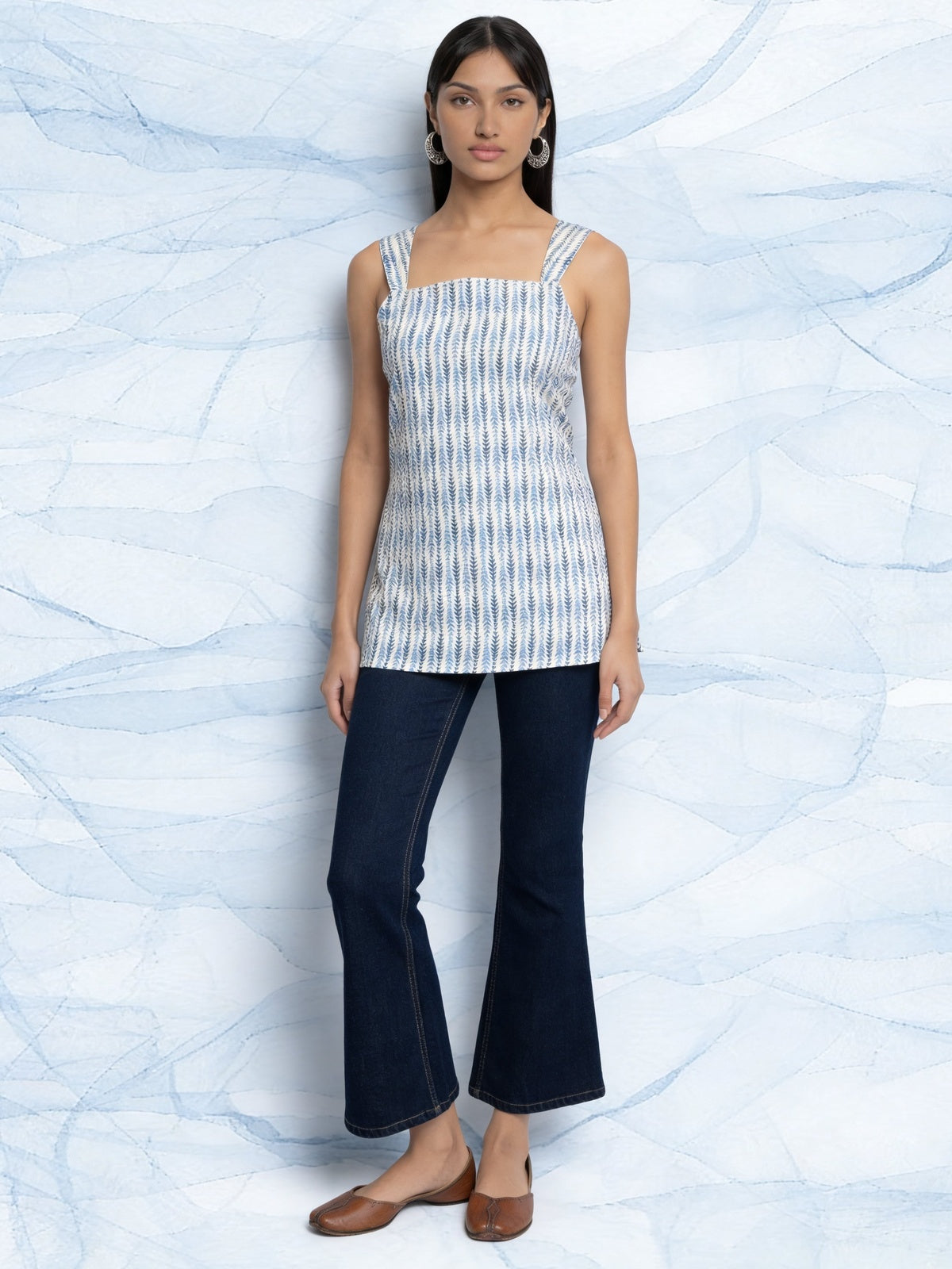Off-White Cotton Printed Straight Tunic