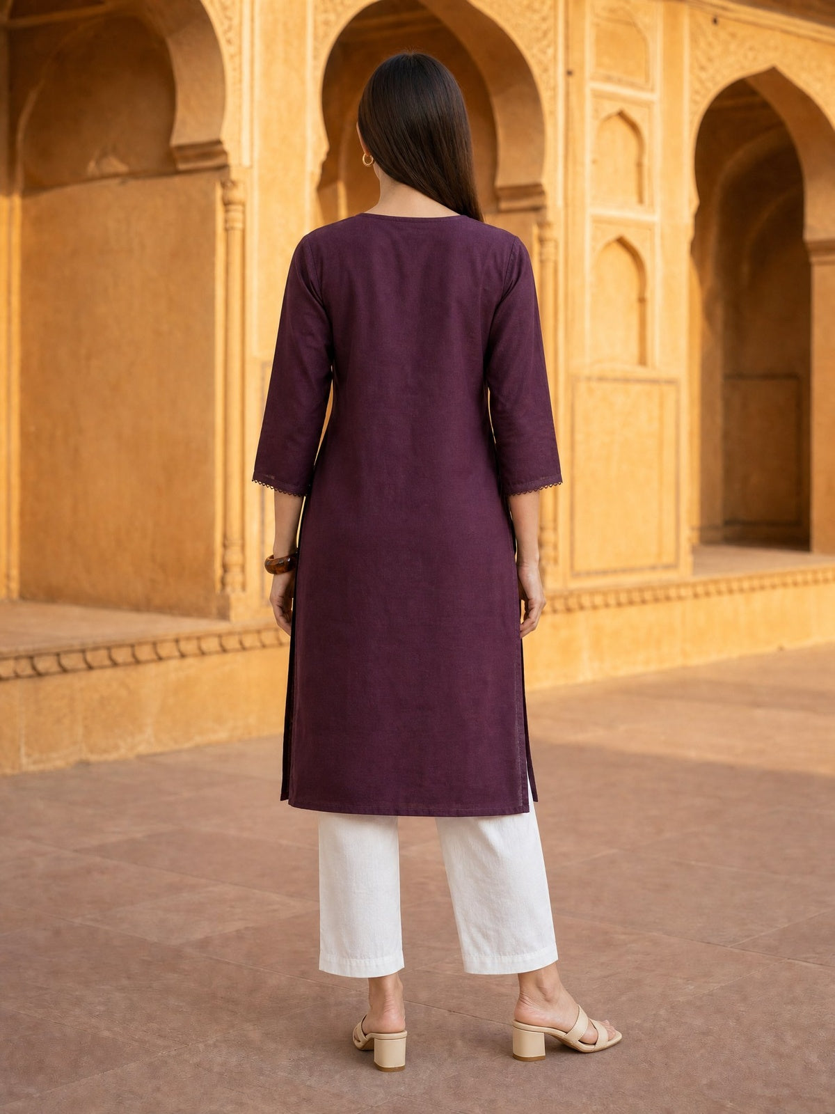 Rayon Embroidered Straight Knee Length Kurta