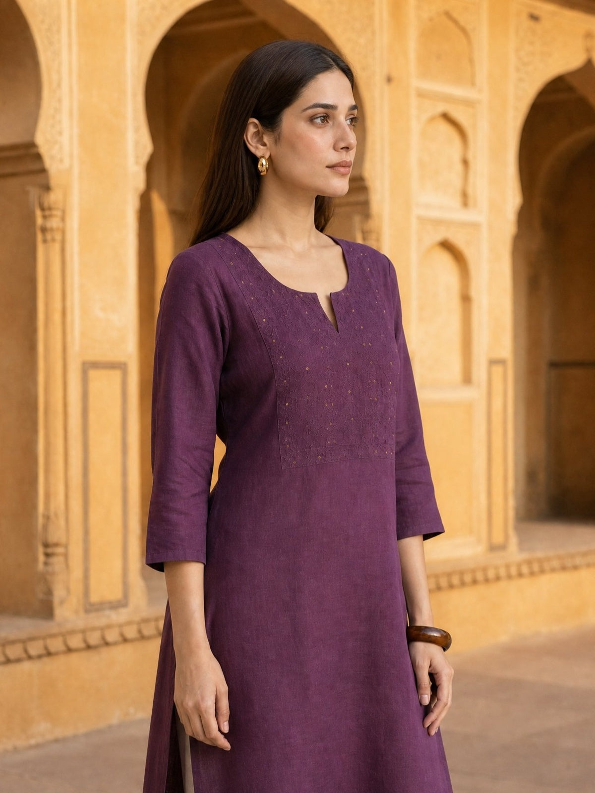 Rayon Embroidered Straight Knee Length Kurta