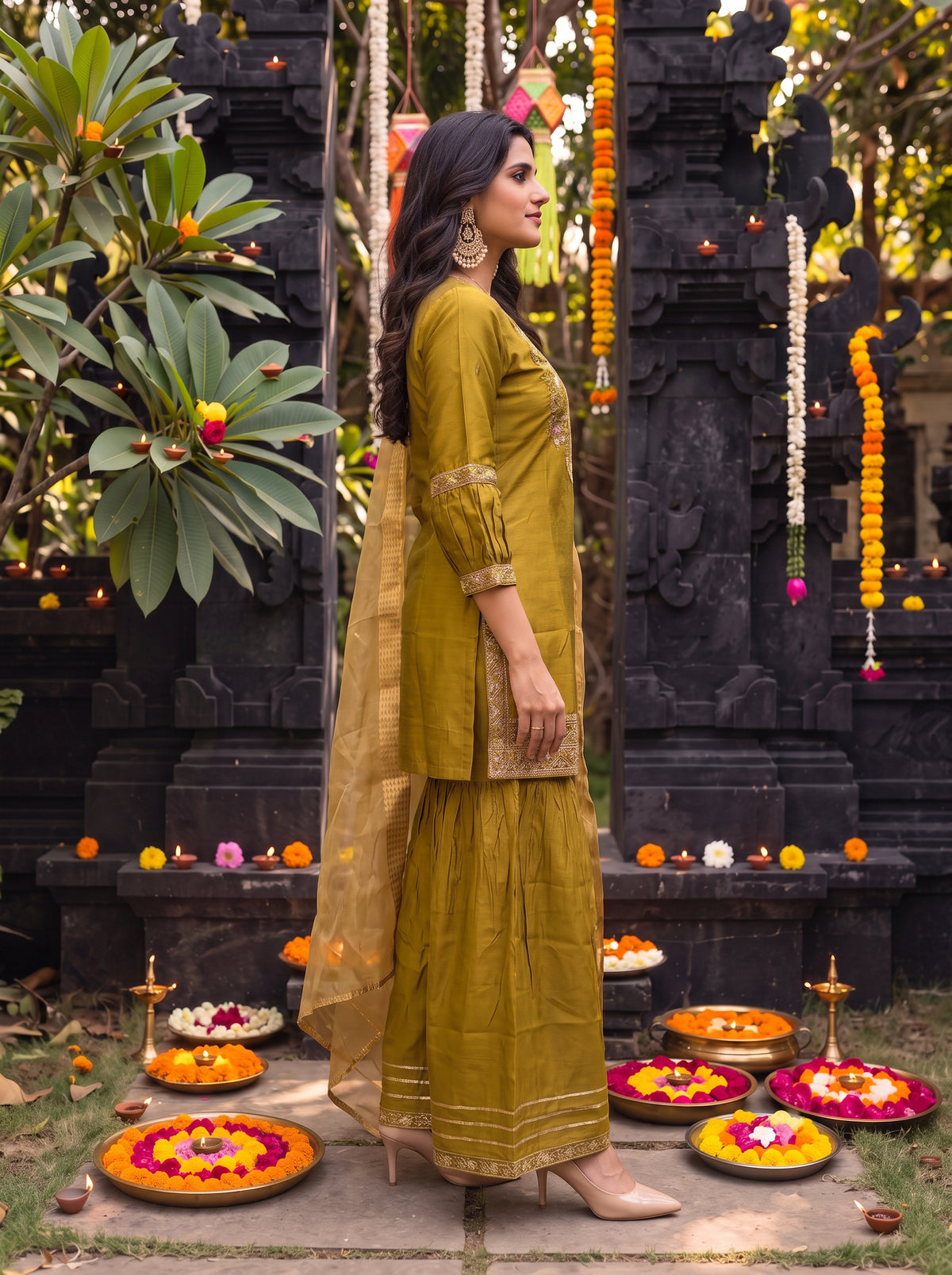 Viscose Embroidered Straight Calf Length Kurta With Pant and Dupatta