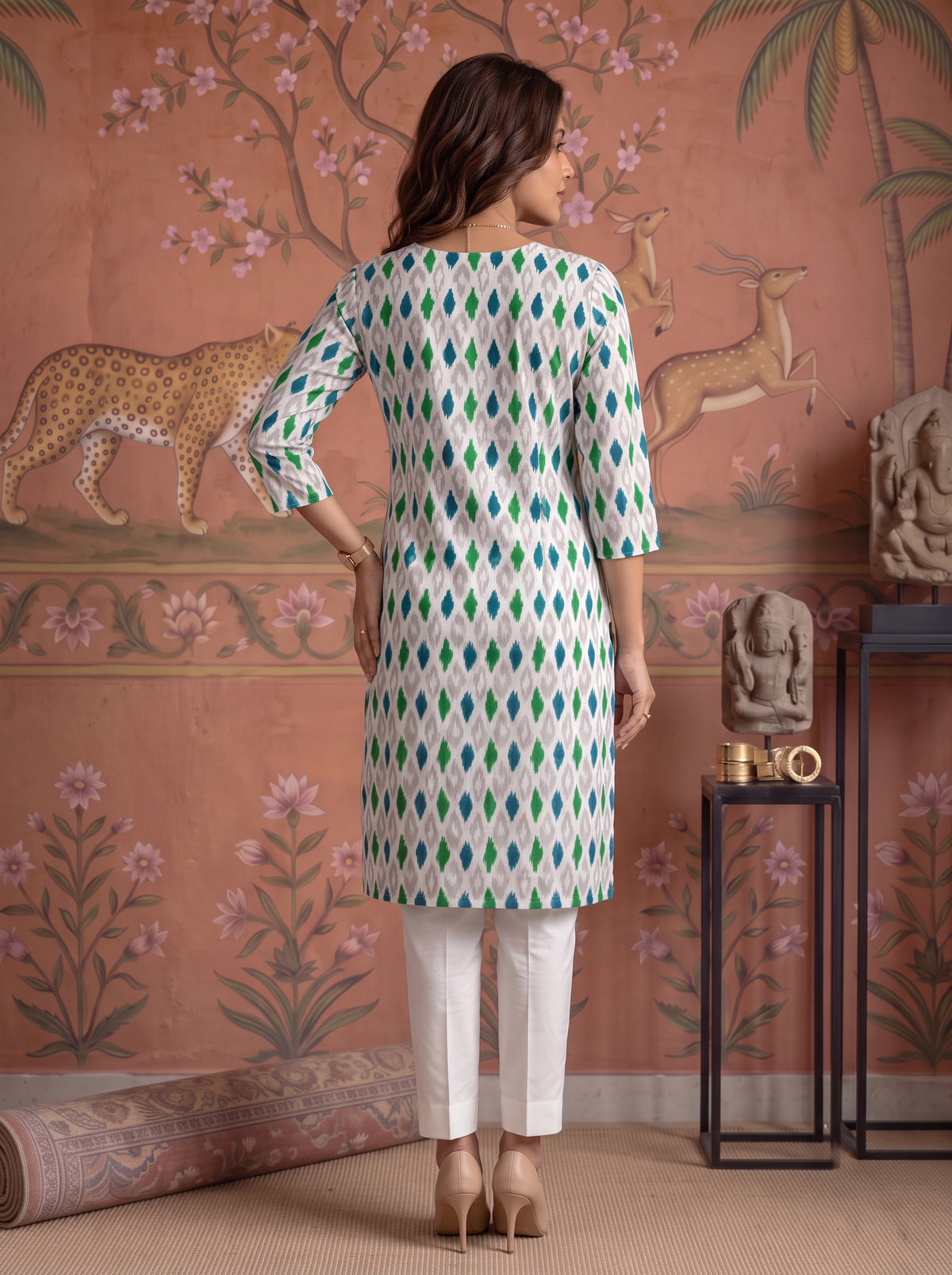 Rayon Printed Straight Knee Length Kurta