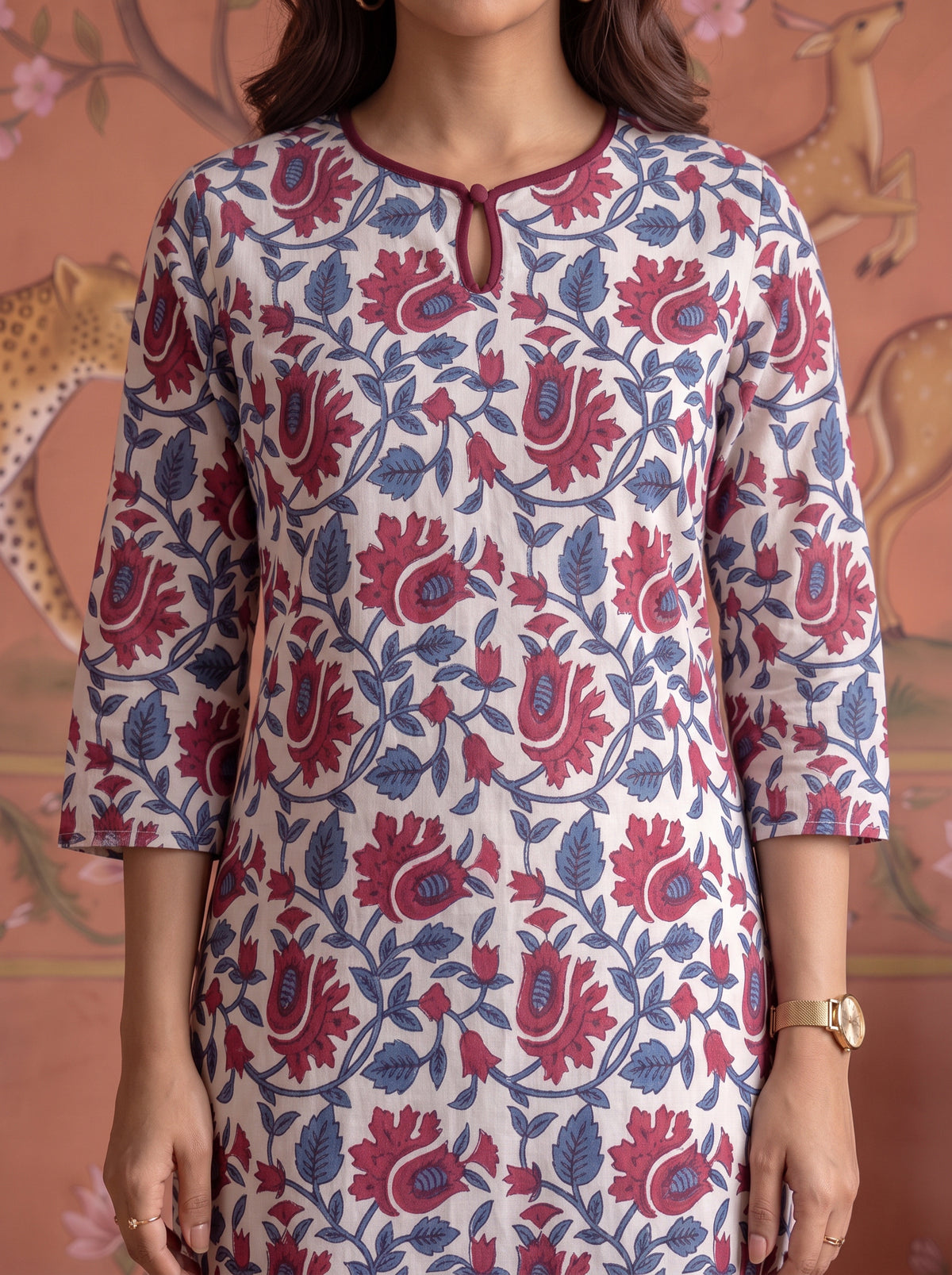 Rayon Printed Straight Knee Length Kurta