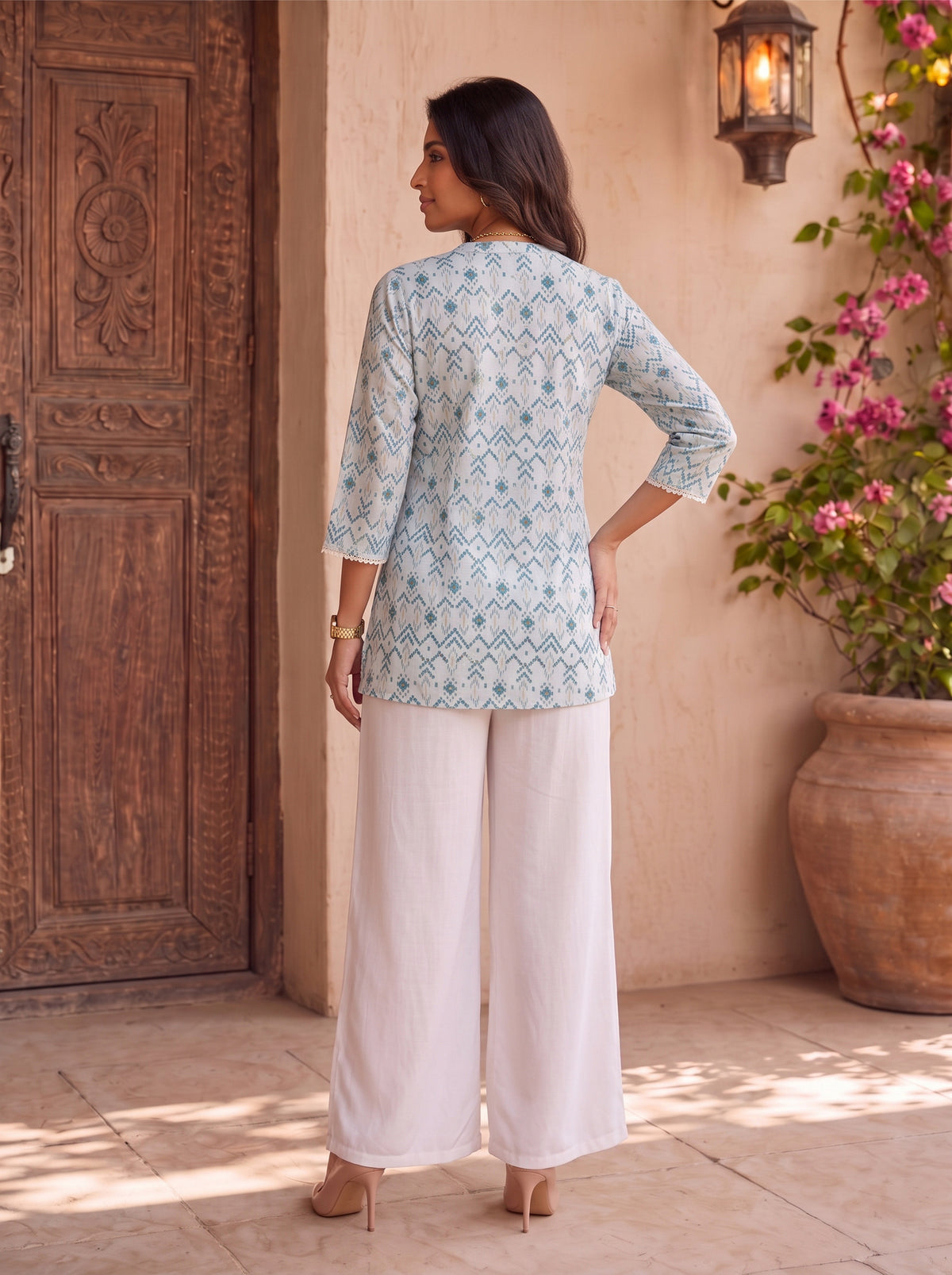 Rayon Printed Straight Short Length Short Kurta