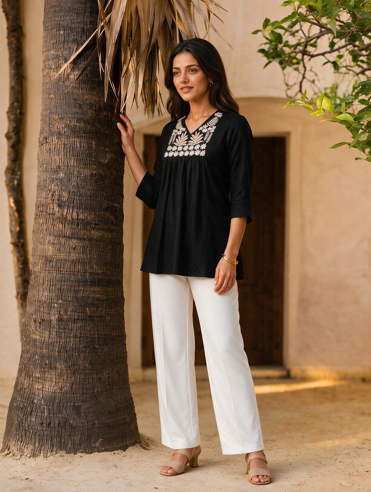 Cotton Embroidered A-Line Short Length Short Kurta