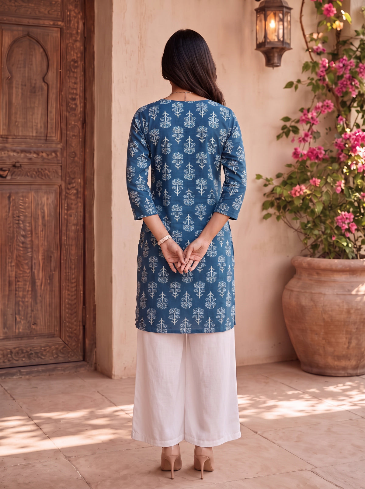 Cotton Printed Straight Knee Length Kurta