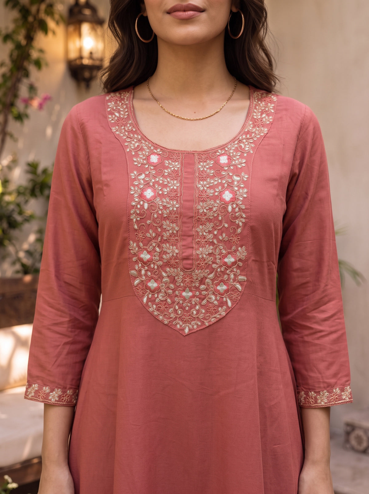 Viscose Embroidered A-Line Co-Ord Set