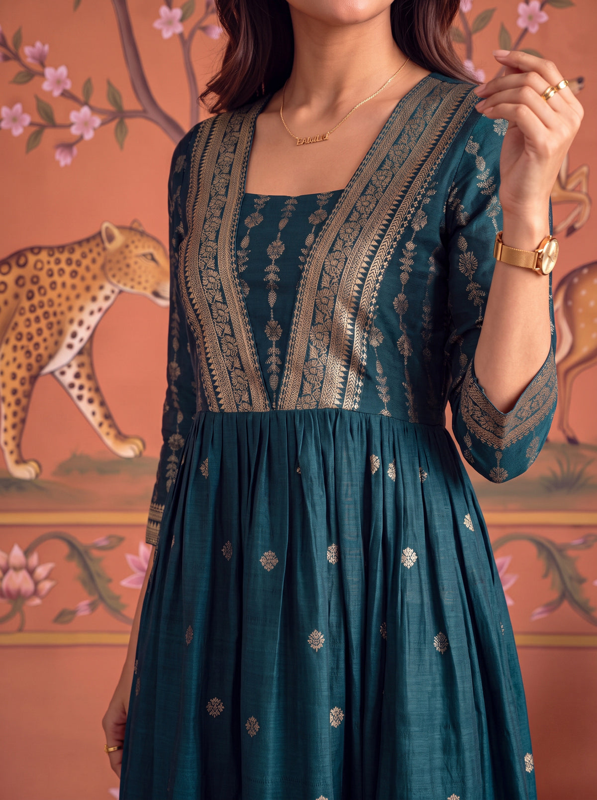 Viscose Printed Flared Calf Length Kurta