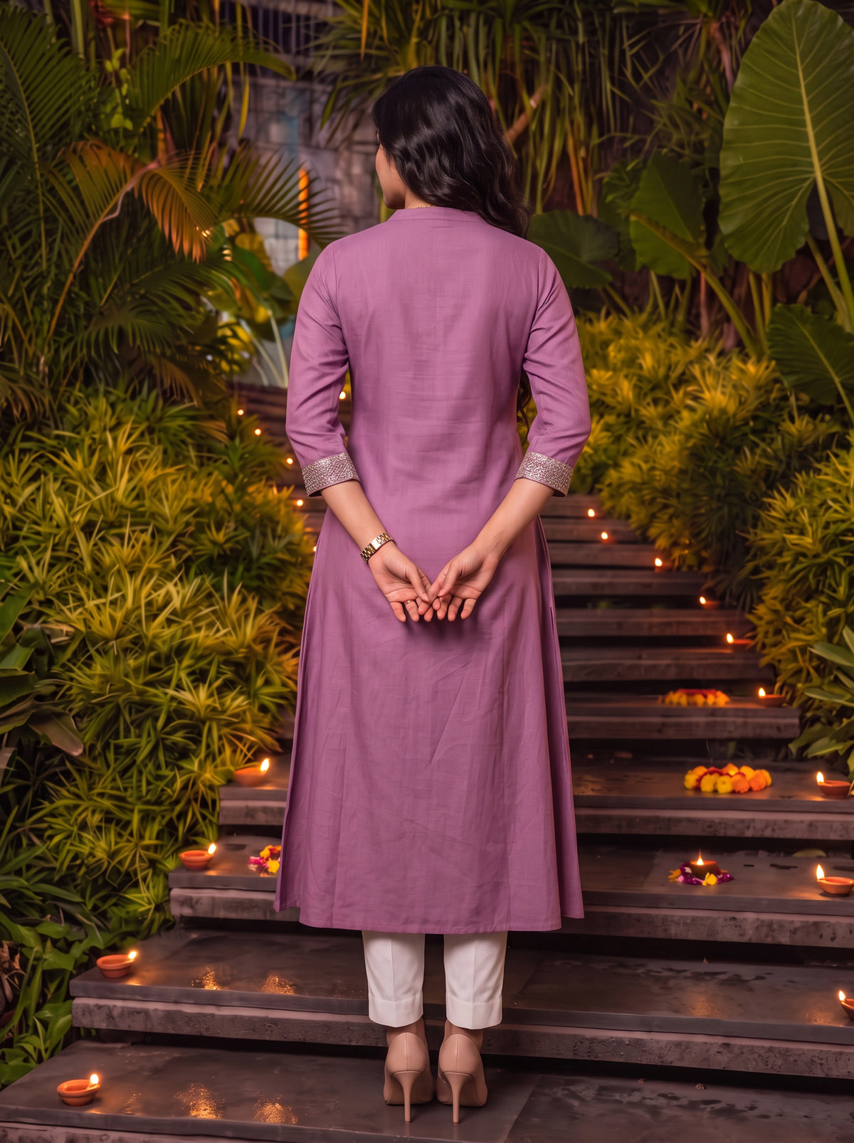 Viscose Embroidered A-Line Calf Length Kurta