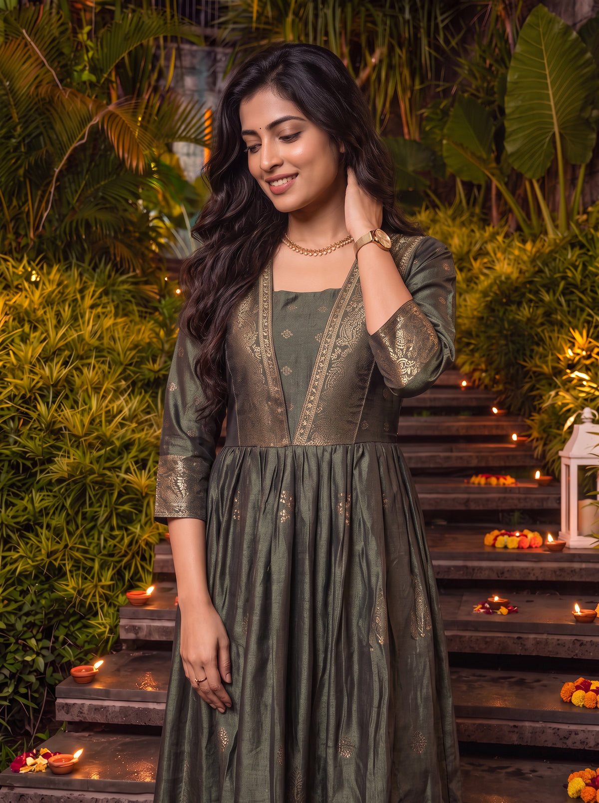 Viscose Printed Flared Calf Length Kurta
