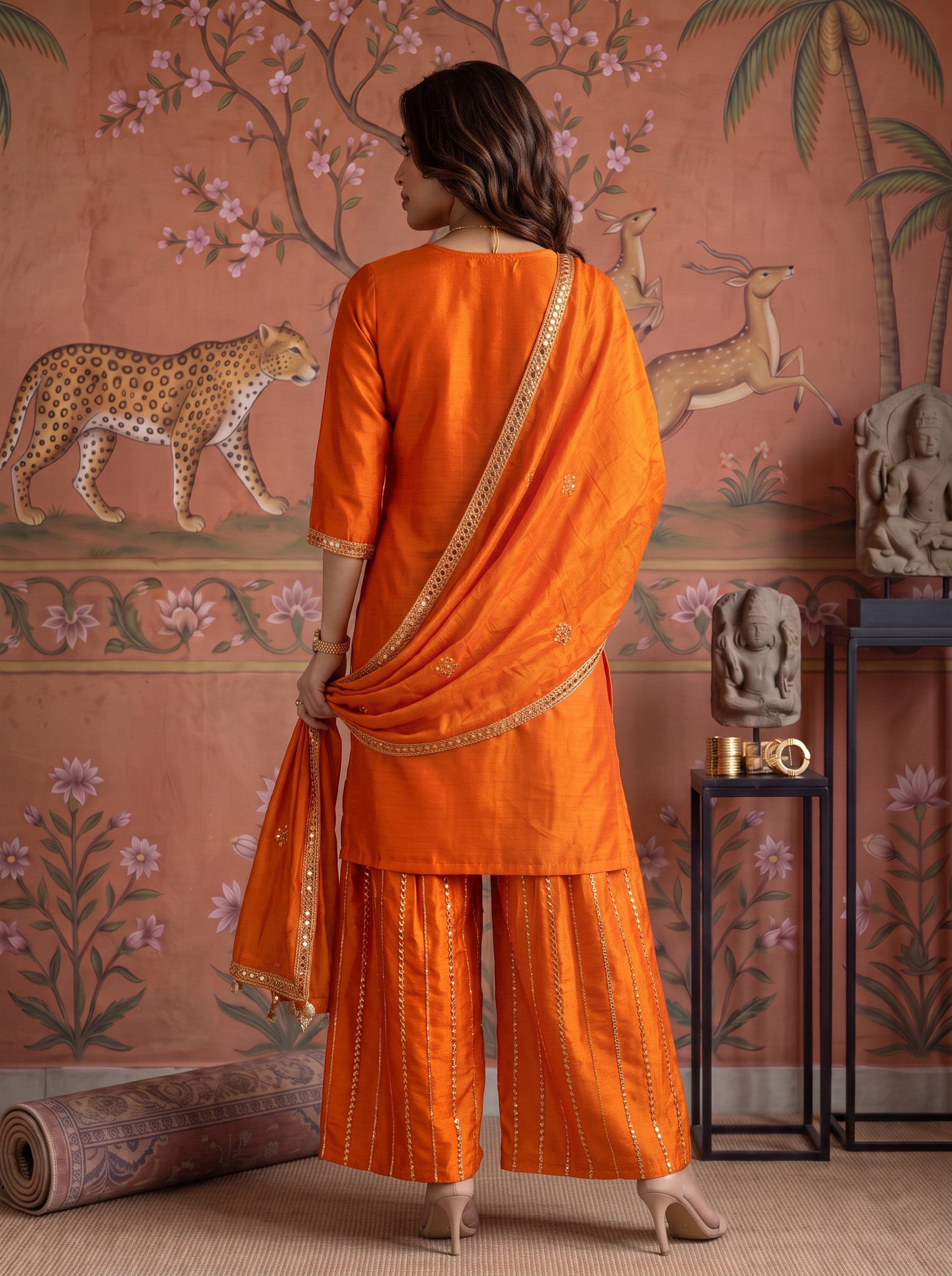 Viscose Embroidered Straight Knee Length Kurta With Pant and Dupatta