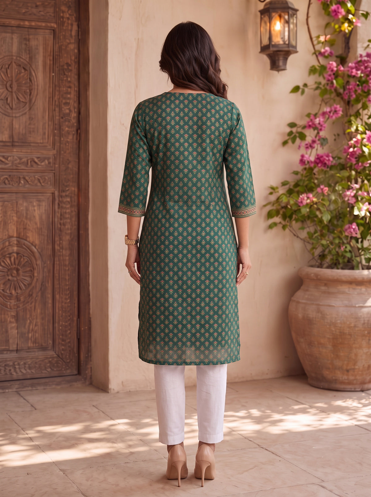 Rayon Printed Straight Calf Length Kurta