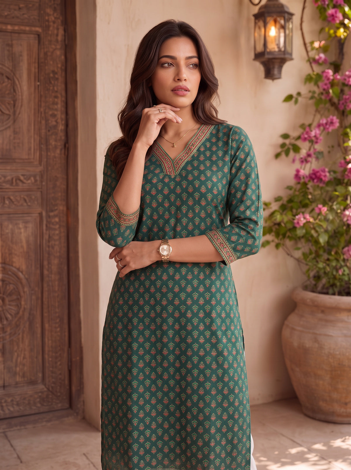 Rayon Printed Straight Calf Length Kurta