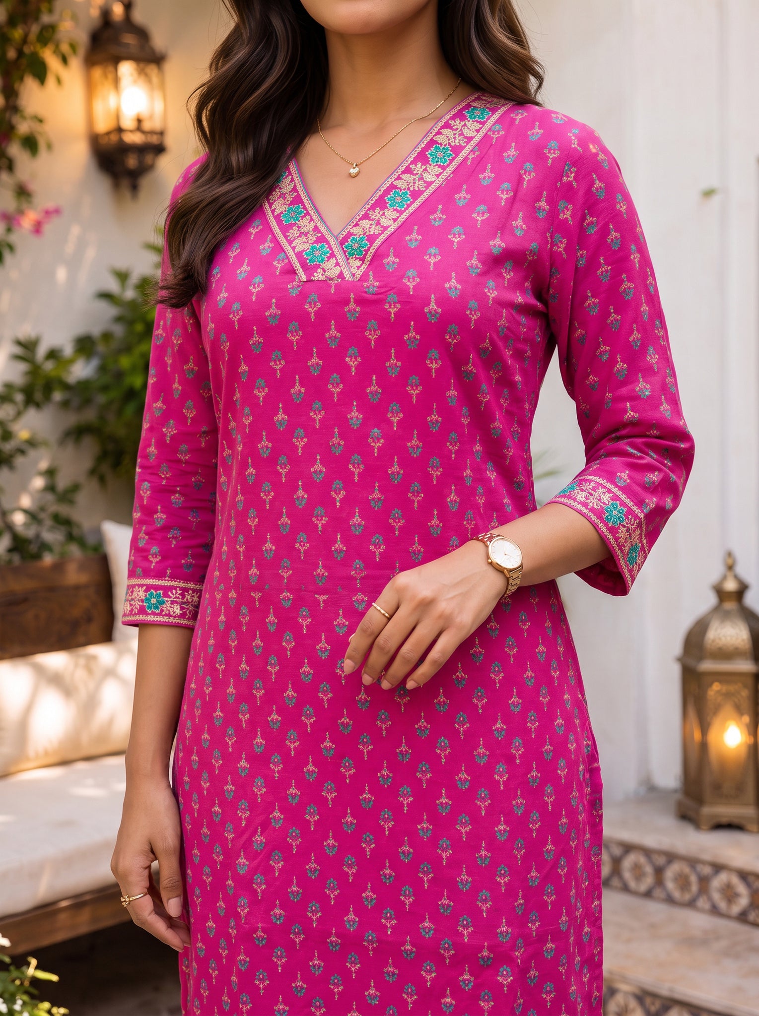 Rayon Embroidered Straight Calf Length Kurta