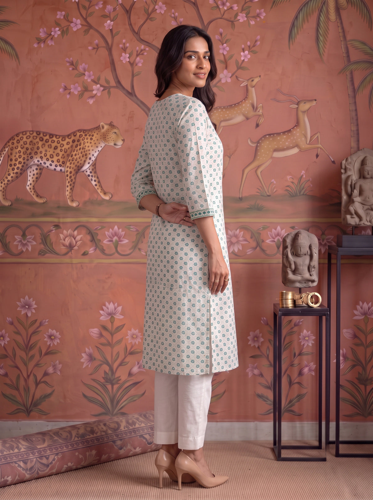 Rayon Embroidered Straight Calf Length Kurta