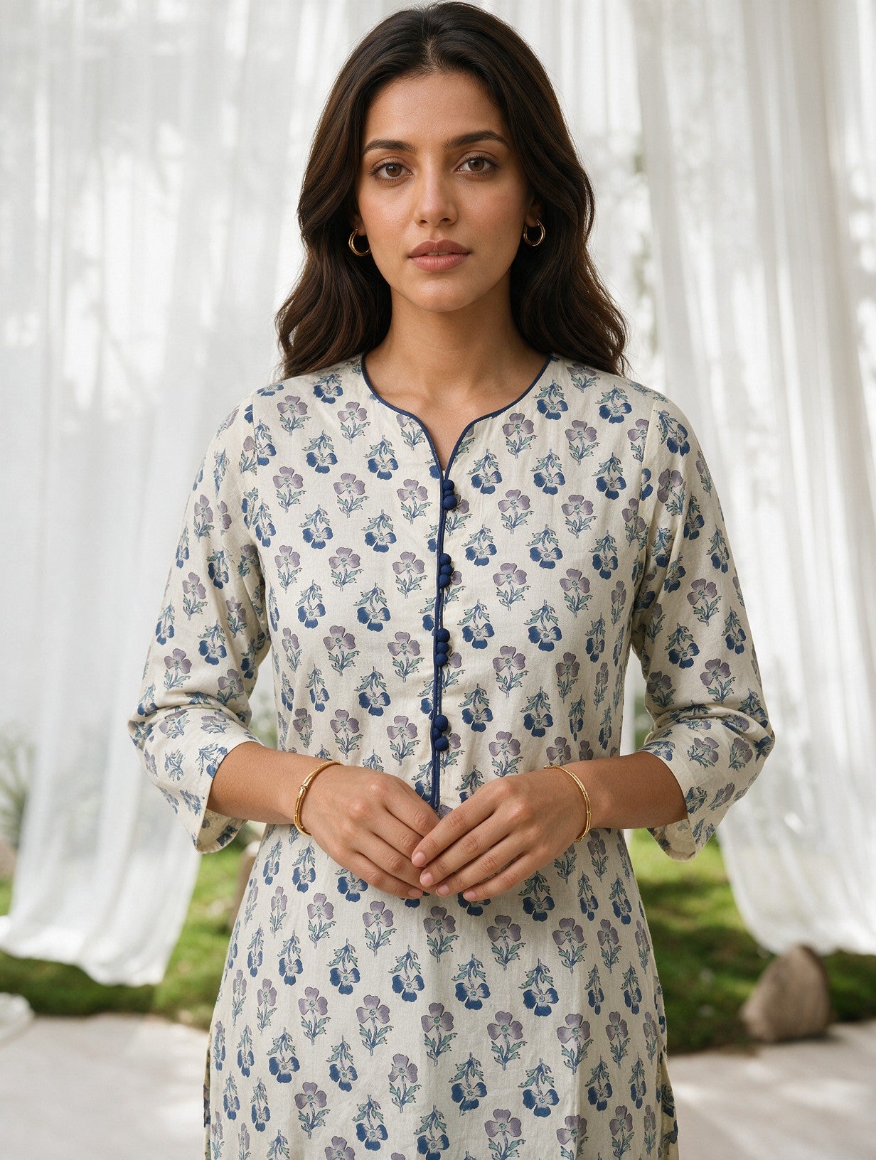 Cotton Printed Straight Knee Length Kurta
