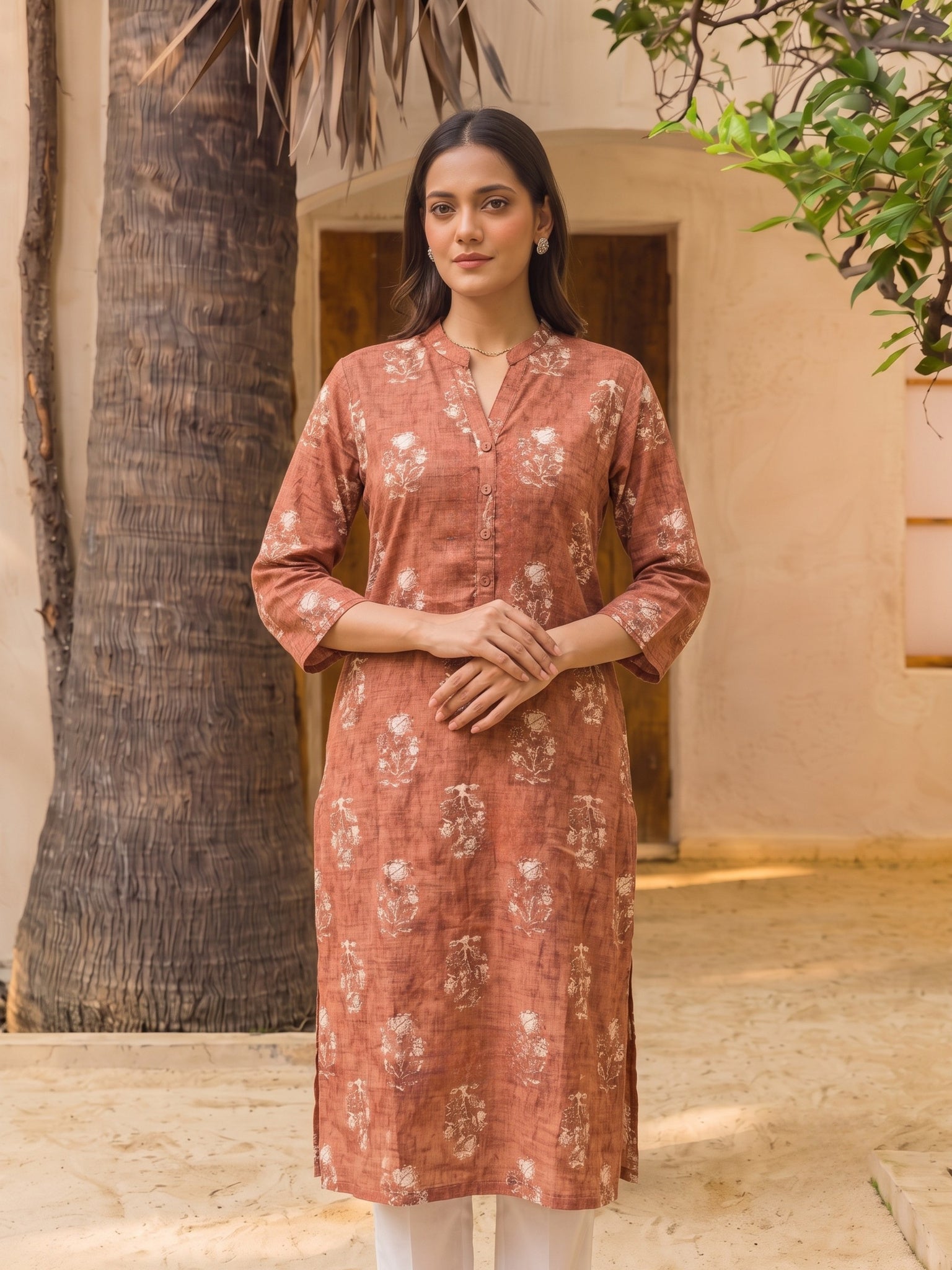 Rayon Printed Straight Calf Length Kurta