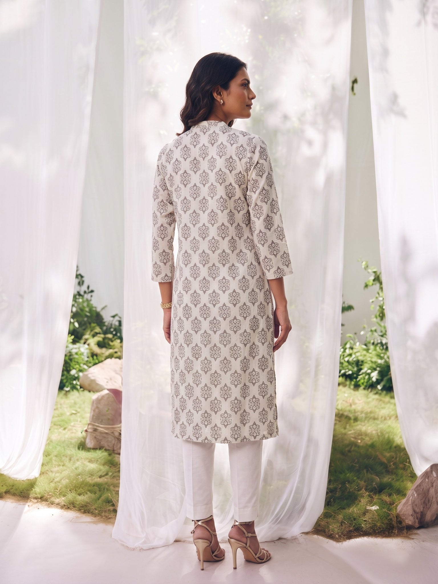 Rayon Printed Straight Calf Length Kurta