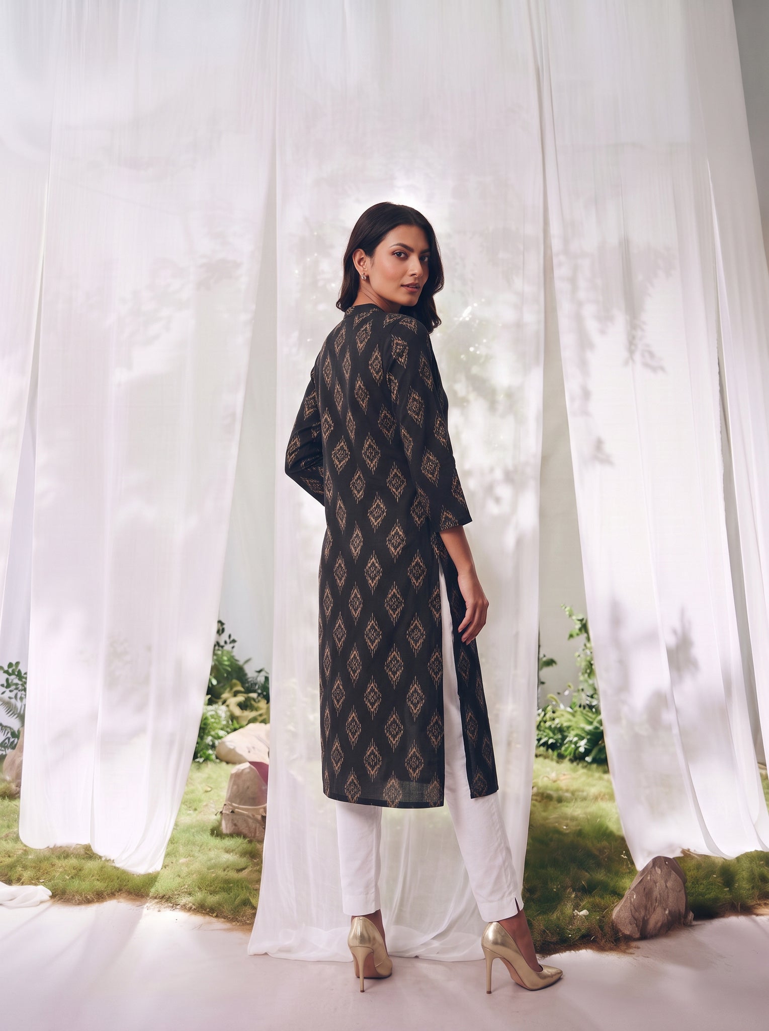 Rayon Printed Straight Calf Length Kurta