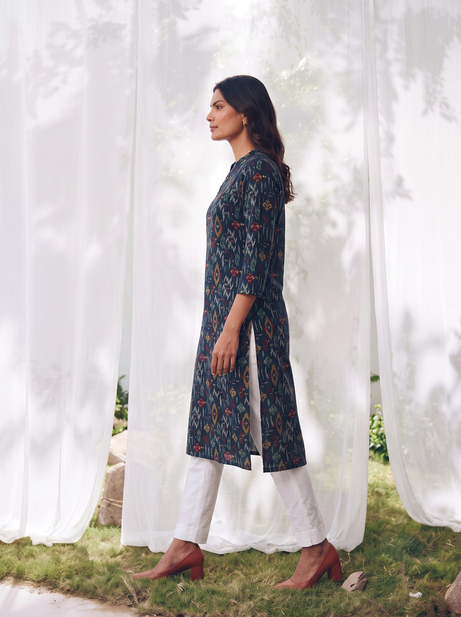 Rayon Printed Straight Calf Length Kurta
