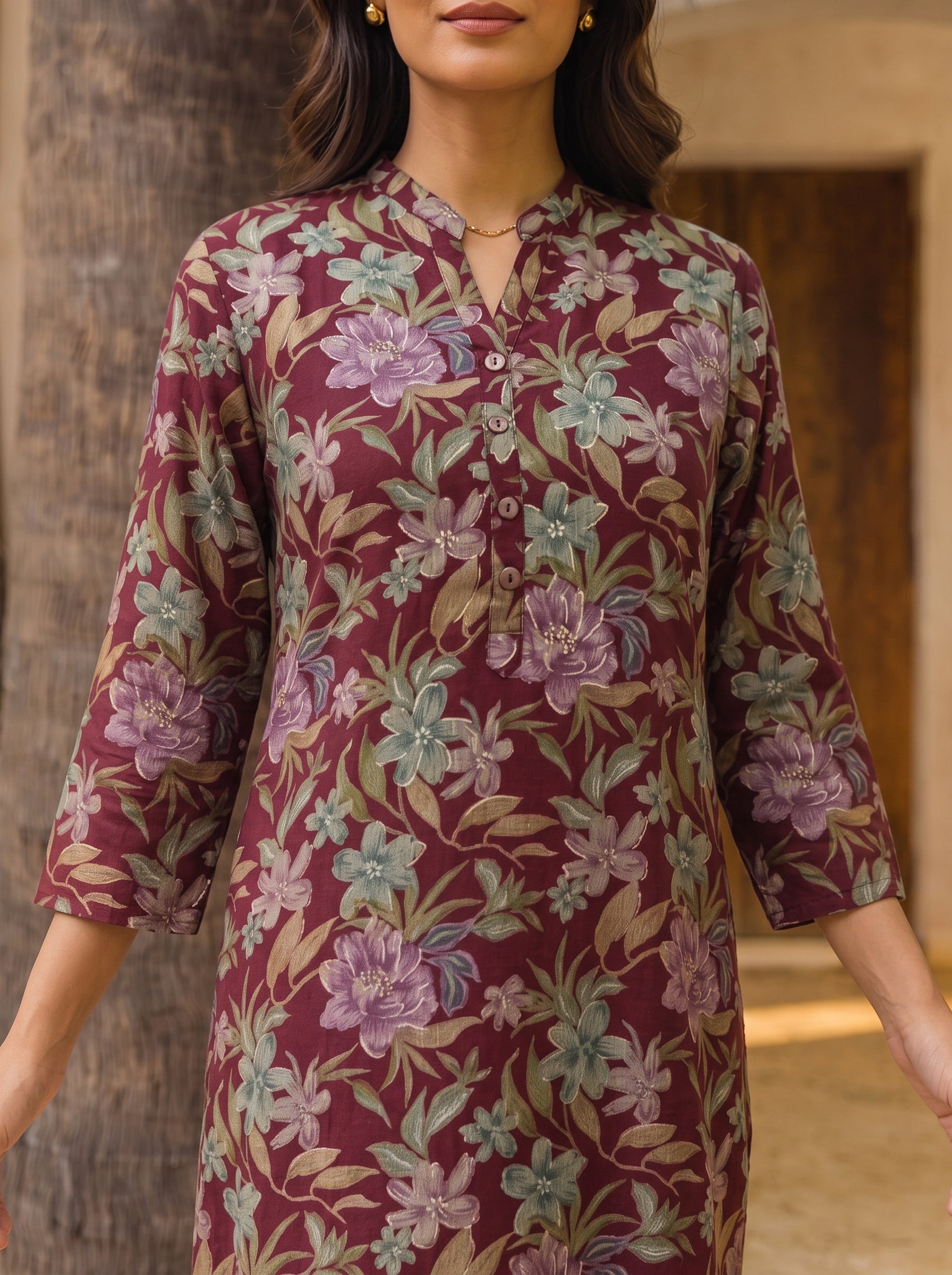 Rayon Printed Straight Calf Length Kurta