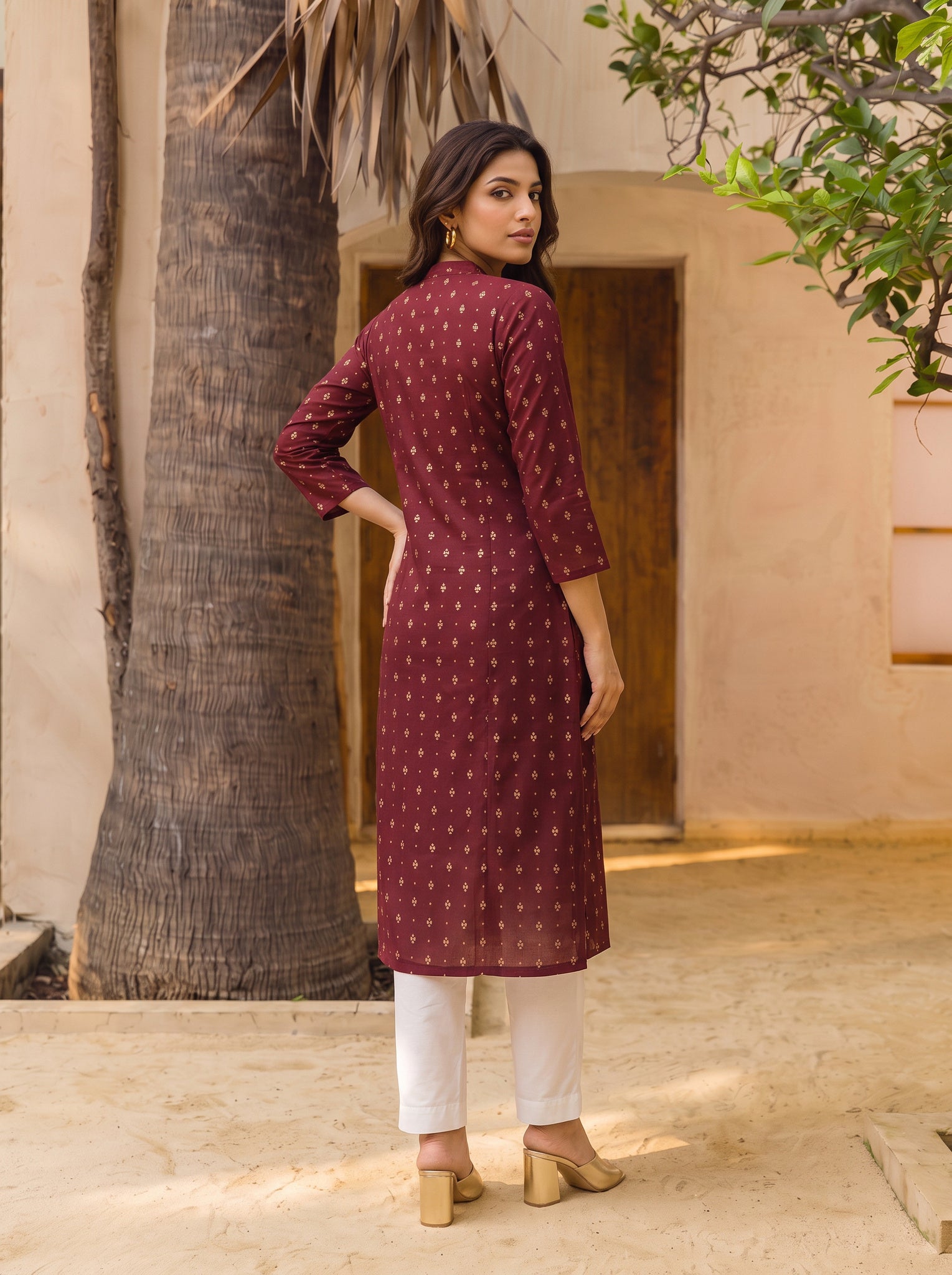 Rayon Printed Straight Calf Length Kurta