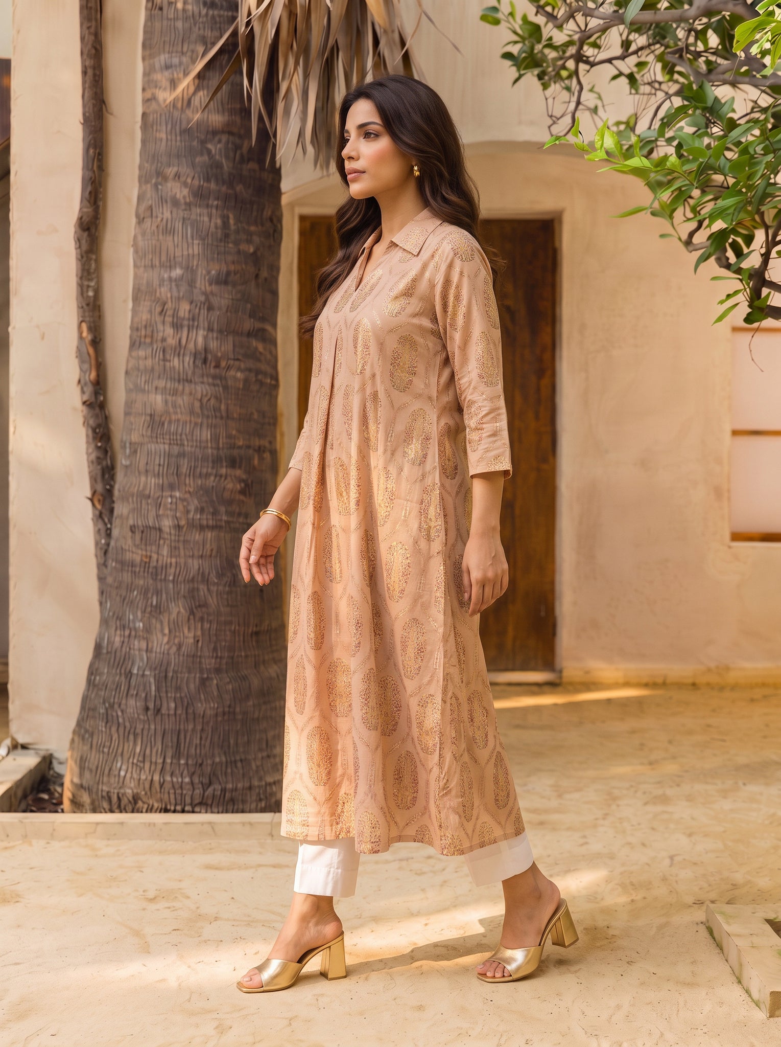 Rayon Printed Straight Calf Length Kurta