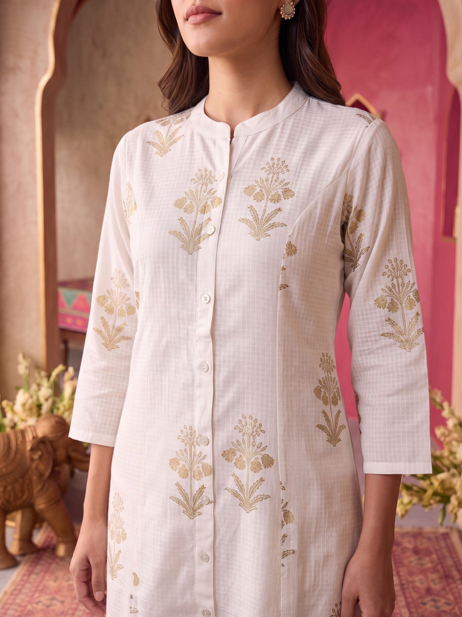 Rayon Printed A-Line Calf Length Kurta