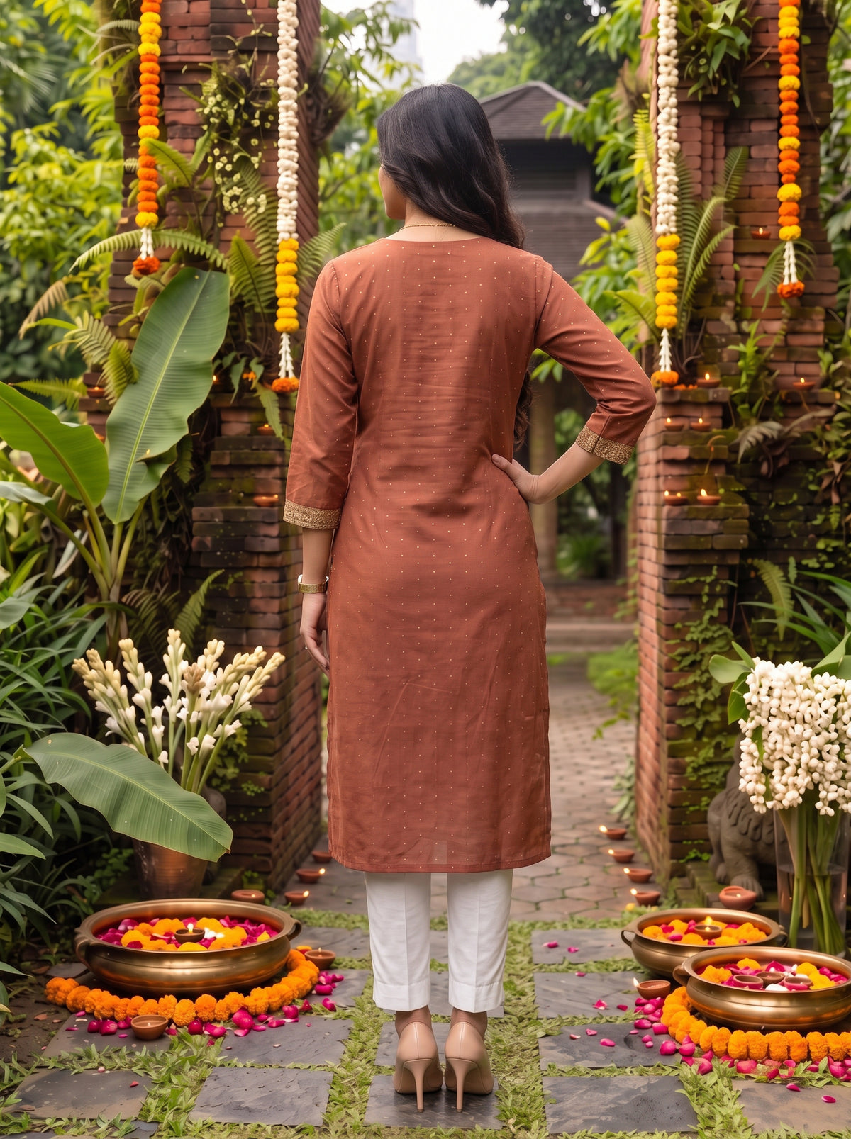 Viscose Embroidered Straight Calf Length Kurta