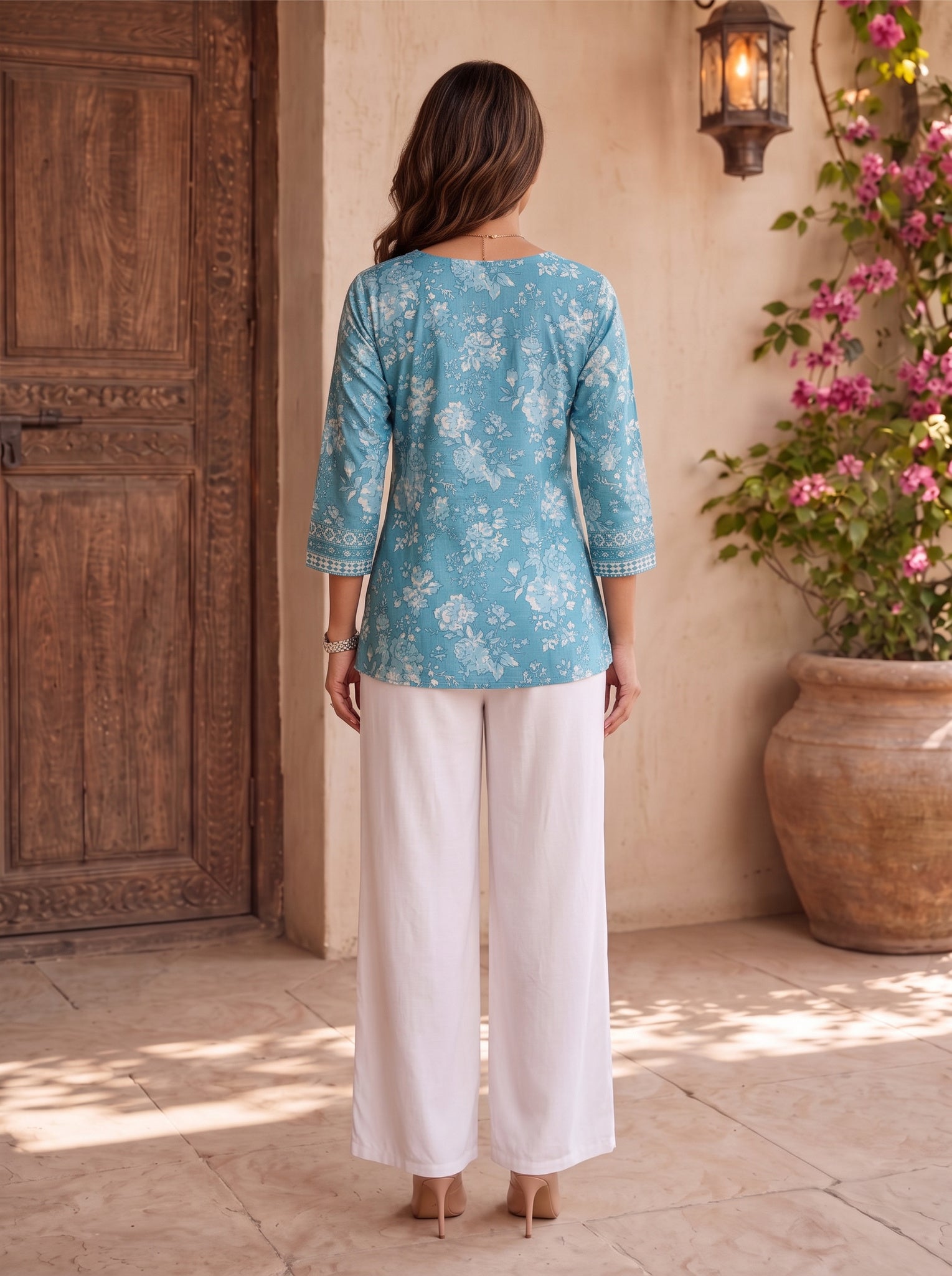 Cotton Printed Straight Short Length Short Kurta
