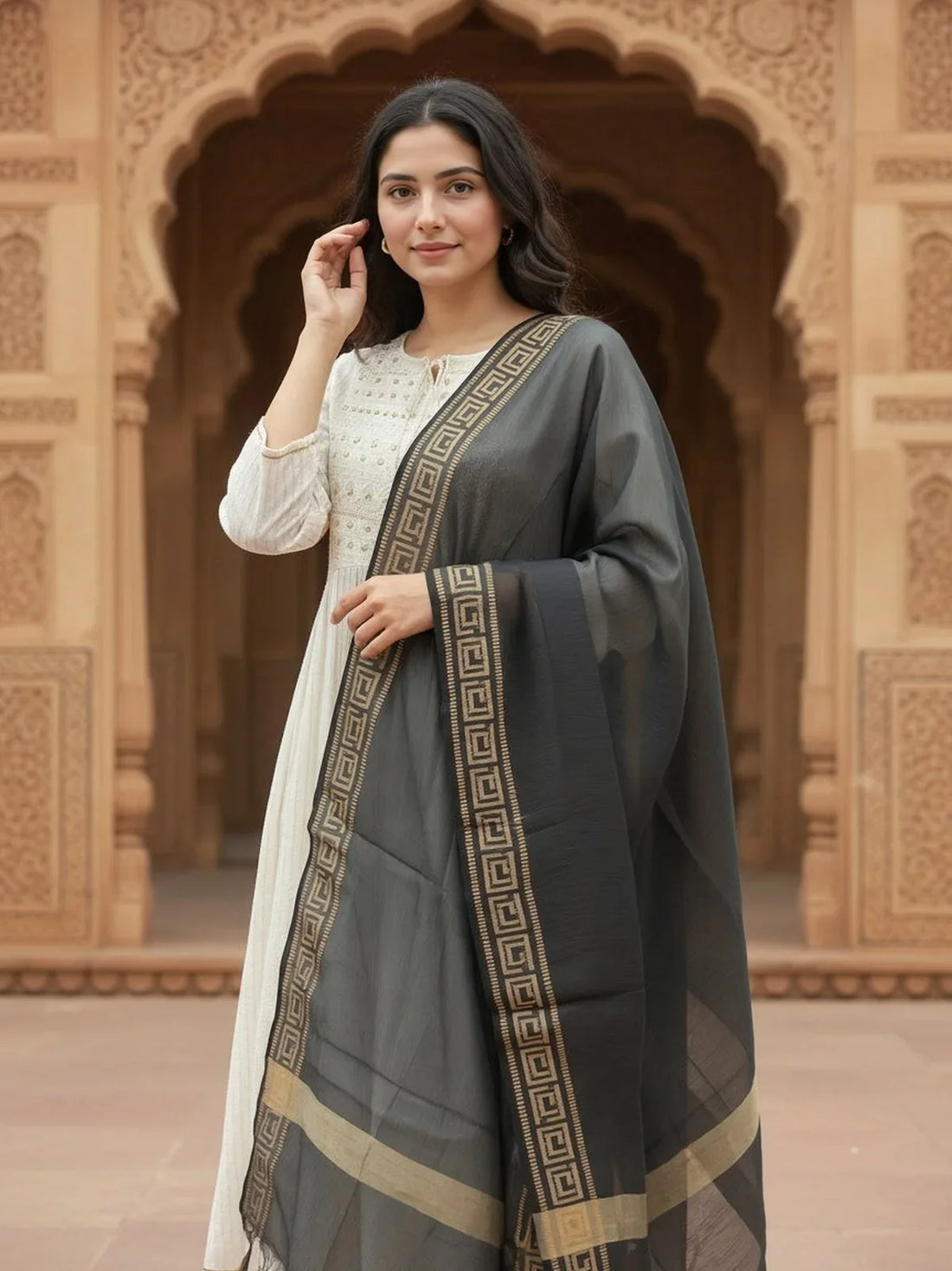 Buy Art Silk Solid Dupatta-Black