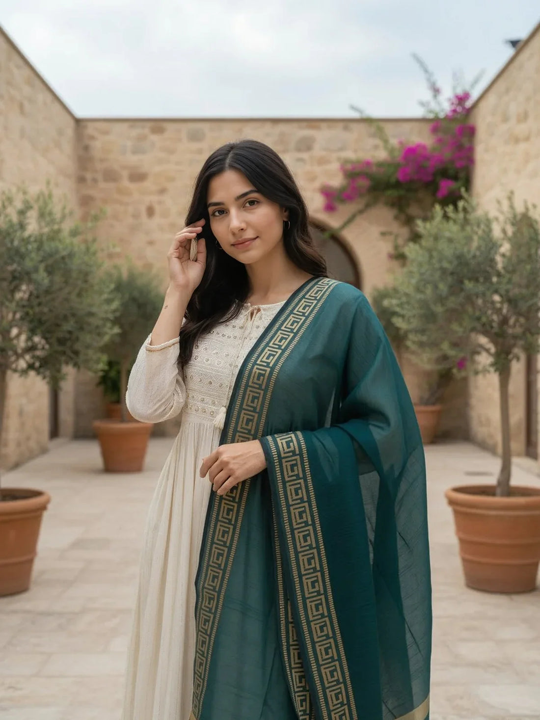 Buy Art Silk Solid Dupatta-Teal