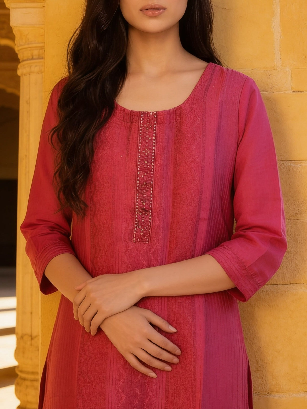 Viscose Embroidered Straight Knee Length Kurta