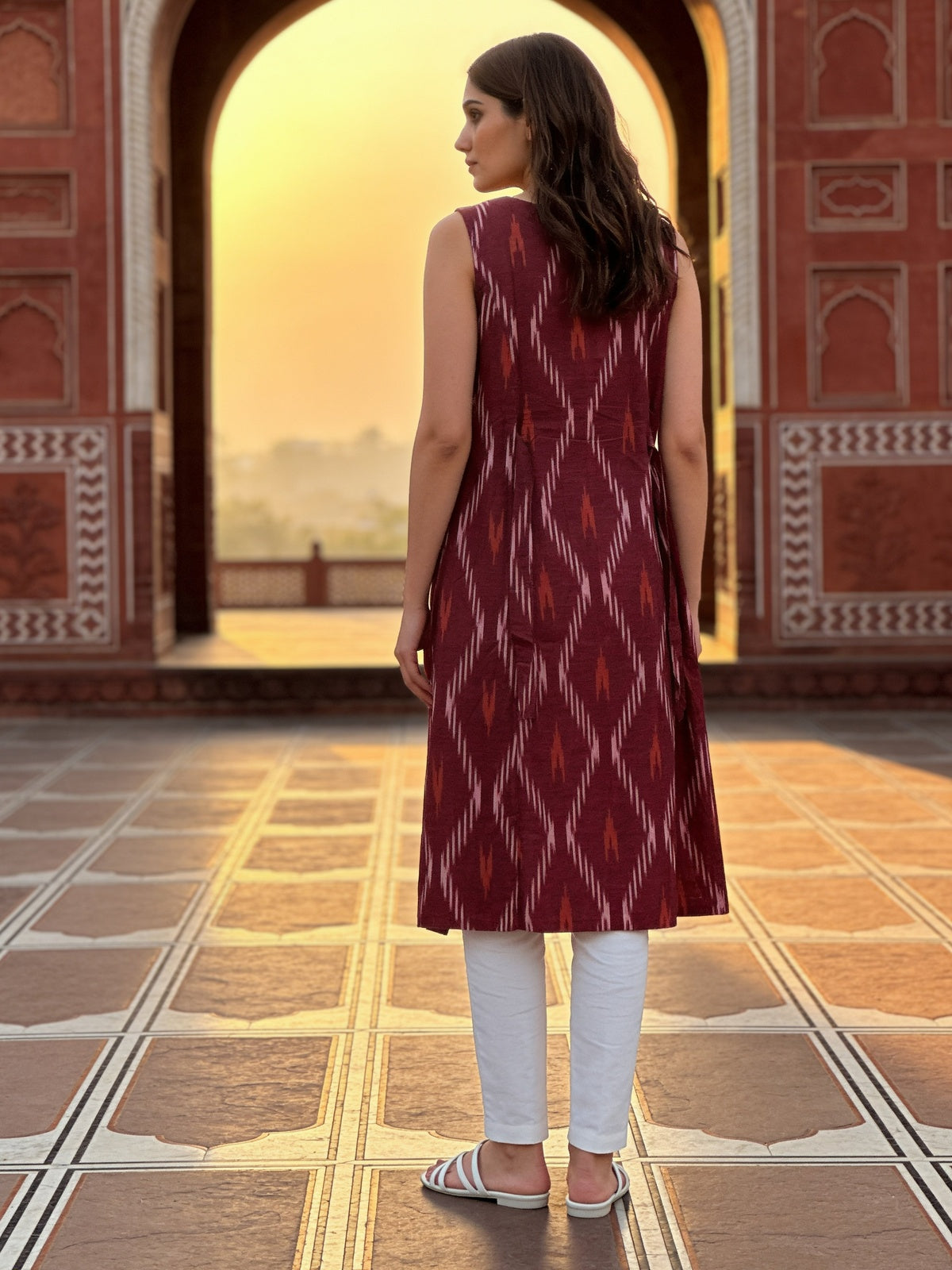 Cotton Embroidered Straight Knee Length Kurta