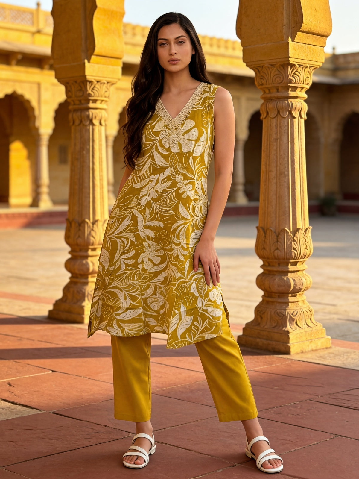 Viscose Printed Straight Calf Length Kurta With Pant
