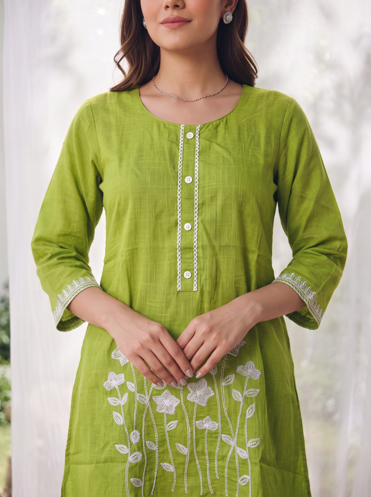 Viscose Embroidered Straight Calf Length Kurta With Pant