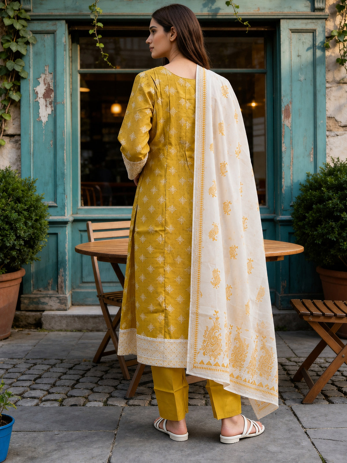 Viscose Embroidered Straight Calf Length Kurta With Pant and Dupatta