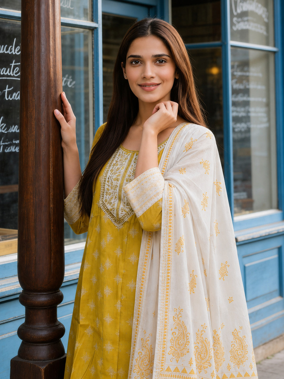 Viscose Embroidered Straight Calf Length Kurta With Pant and Dupatta