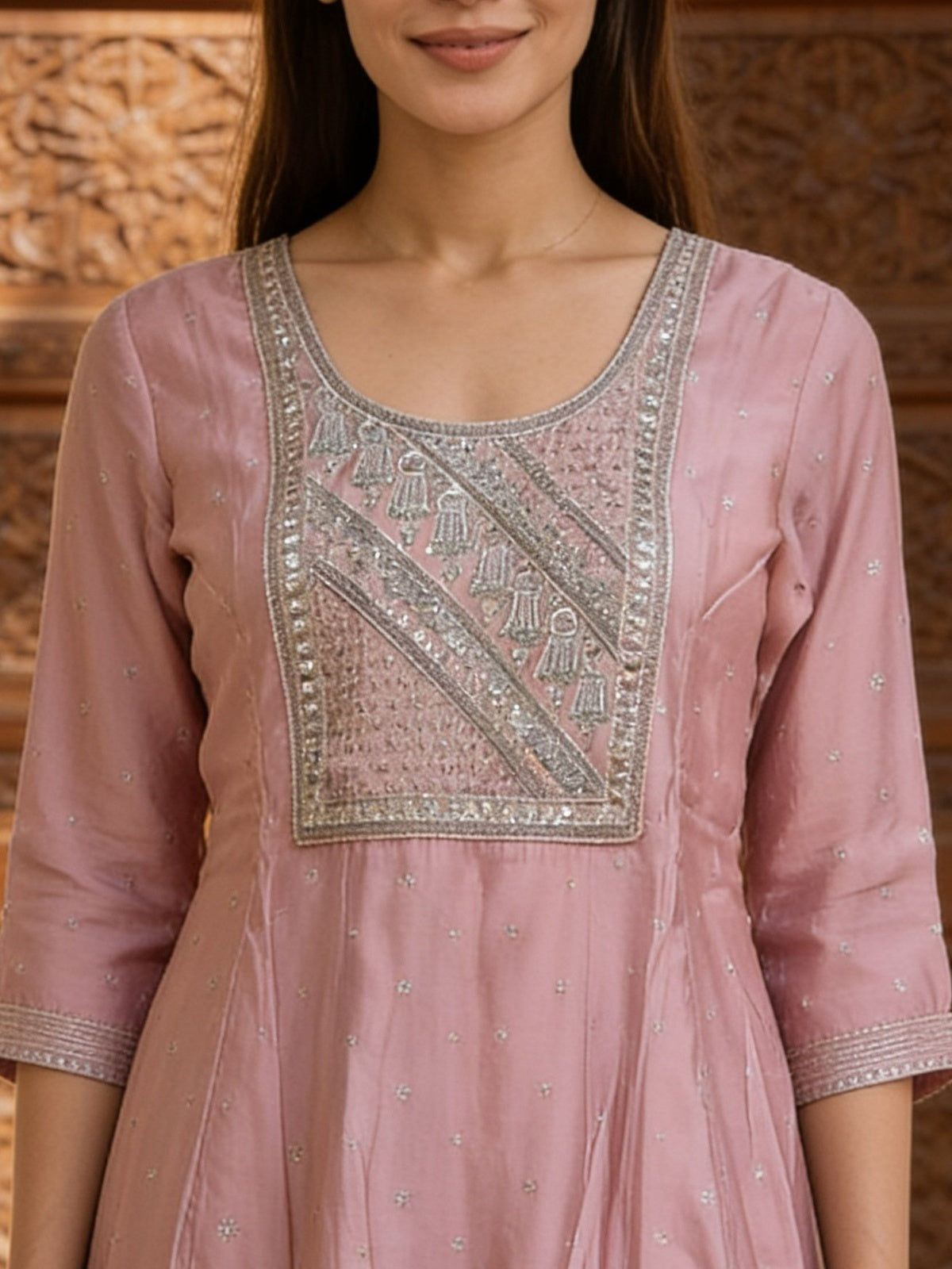 Viscose Embroidered Flared Calf Length Kurta With Pant and Dupatta