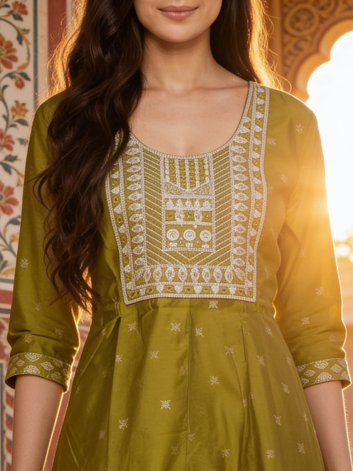 Viscose Embroidered Straight Calf Length Kurta With Pant and Dupatta