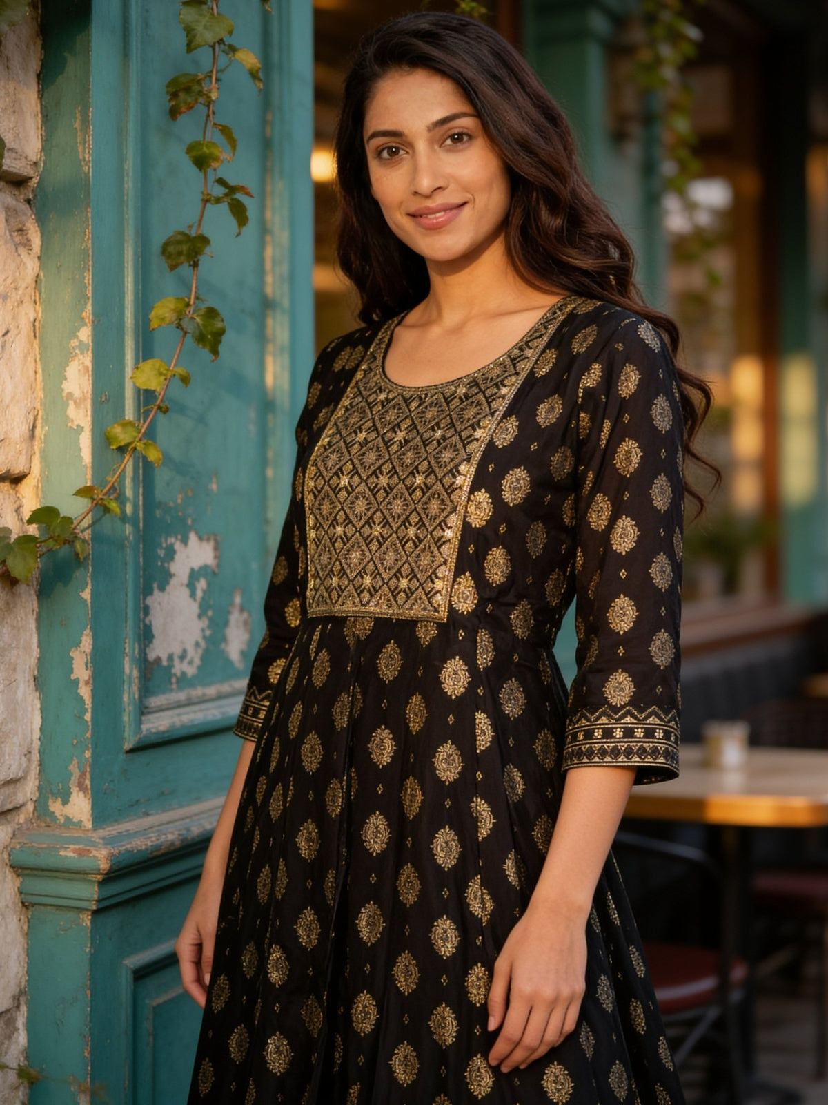 Poly Viscose Embroidered Anarkali Calf Length Kurta With Pant and Dupatta
