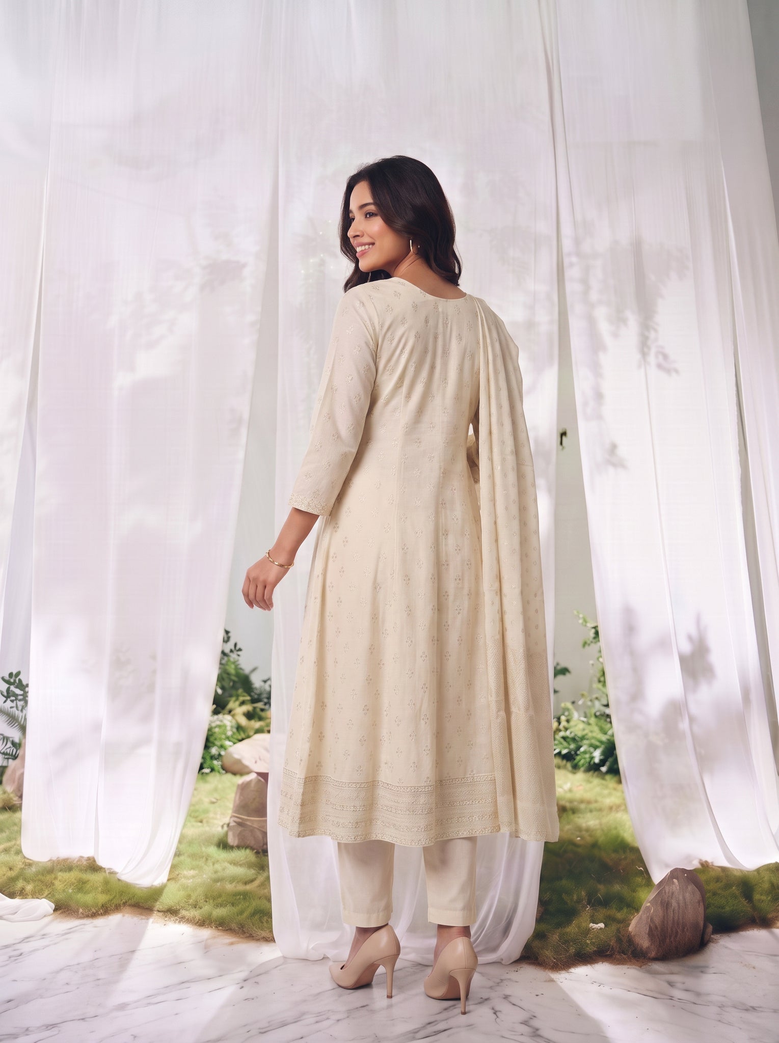 Viscose Embroidered Straight Calf Length Kurta With Pant and Dupatta