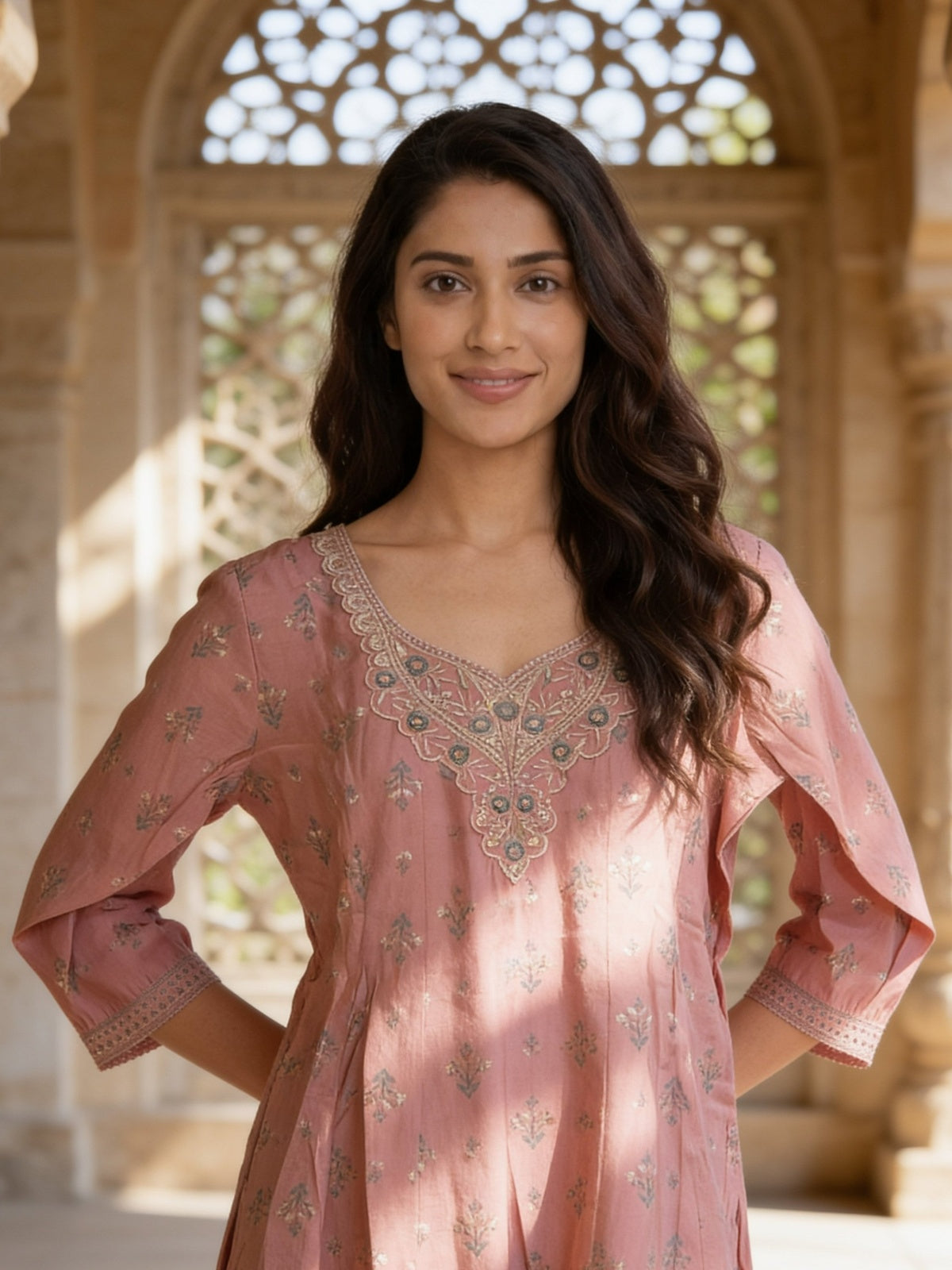 Poly Viscose Embroidered Anarkali Calf Length Kurta With Pant and Dupatta