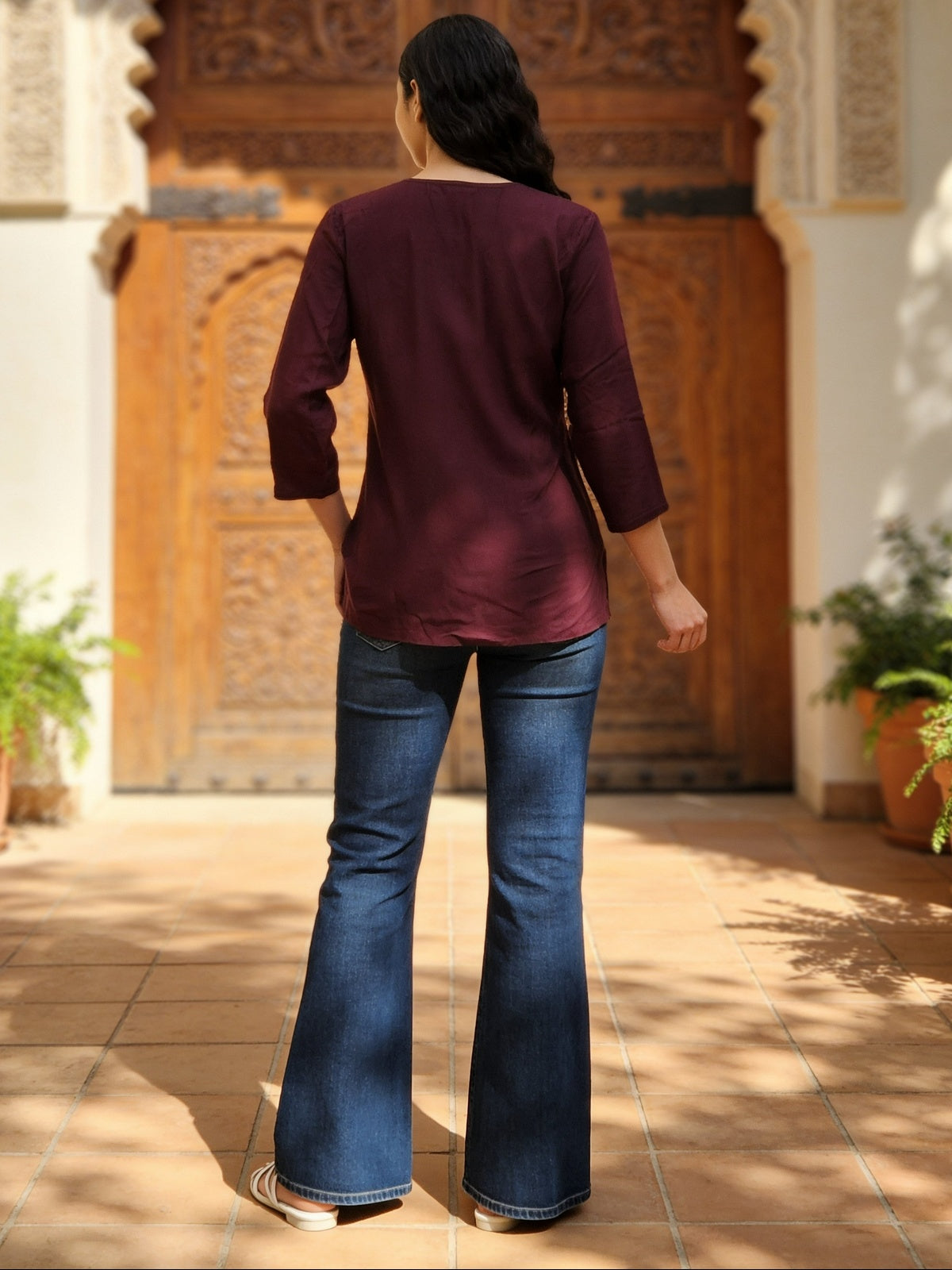 Rayon Embroidered A-Line Short Length Short Kurta