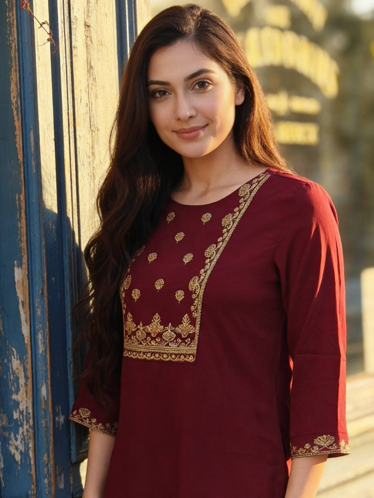 Rayon Embroidered A-Line Short Length Short Kurta
