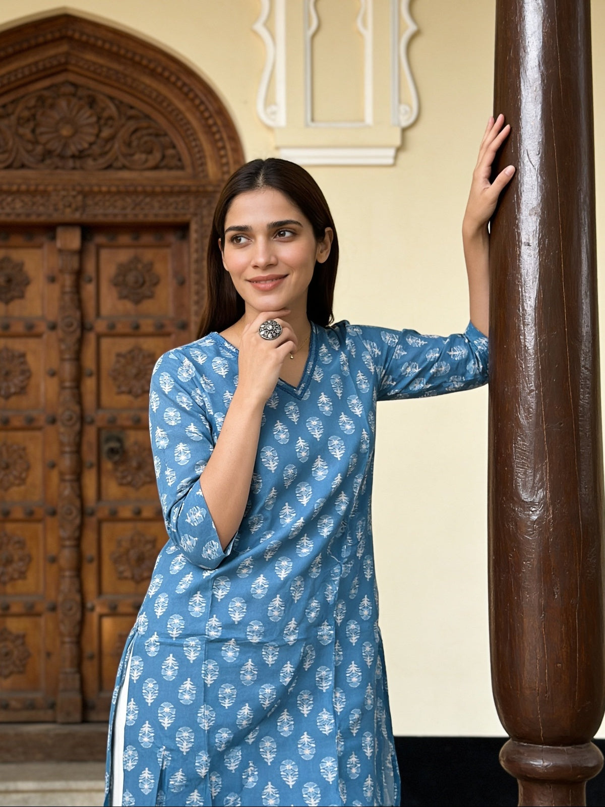 Rayon Printed Straight Knee Length Kurta