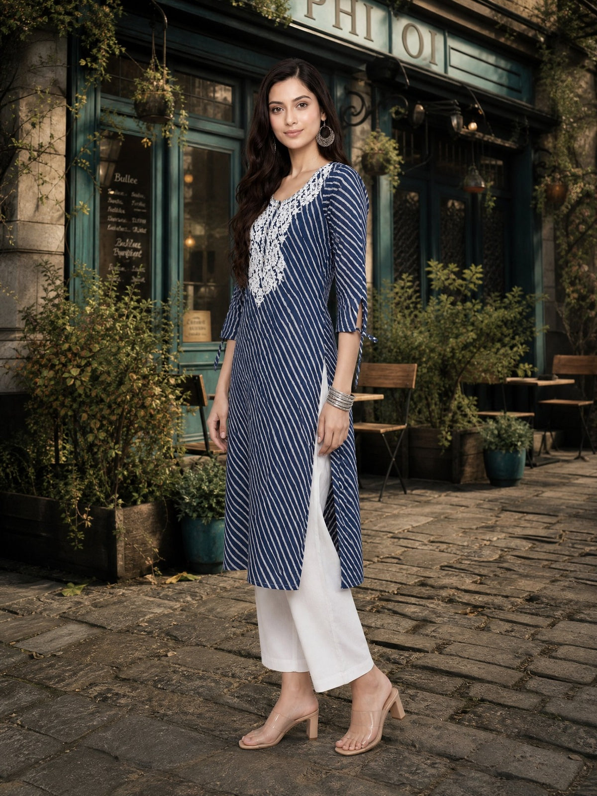 Cotton Embroidered Straight Calf Length Kurta
